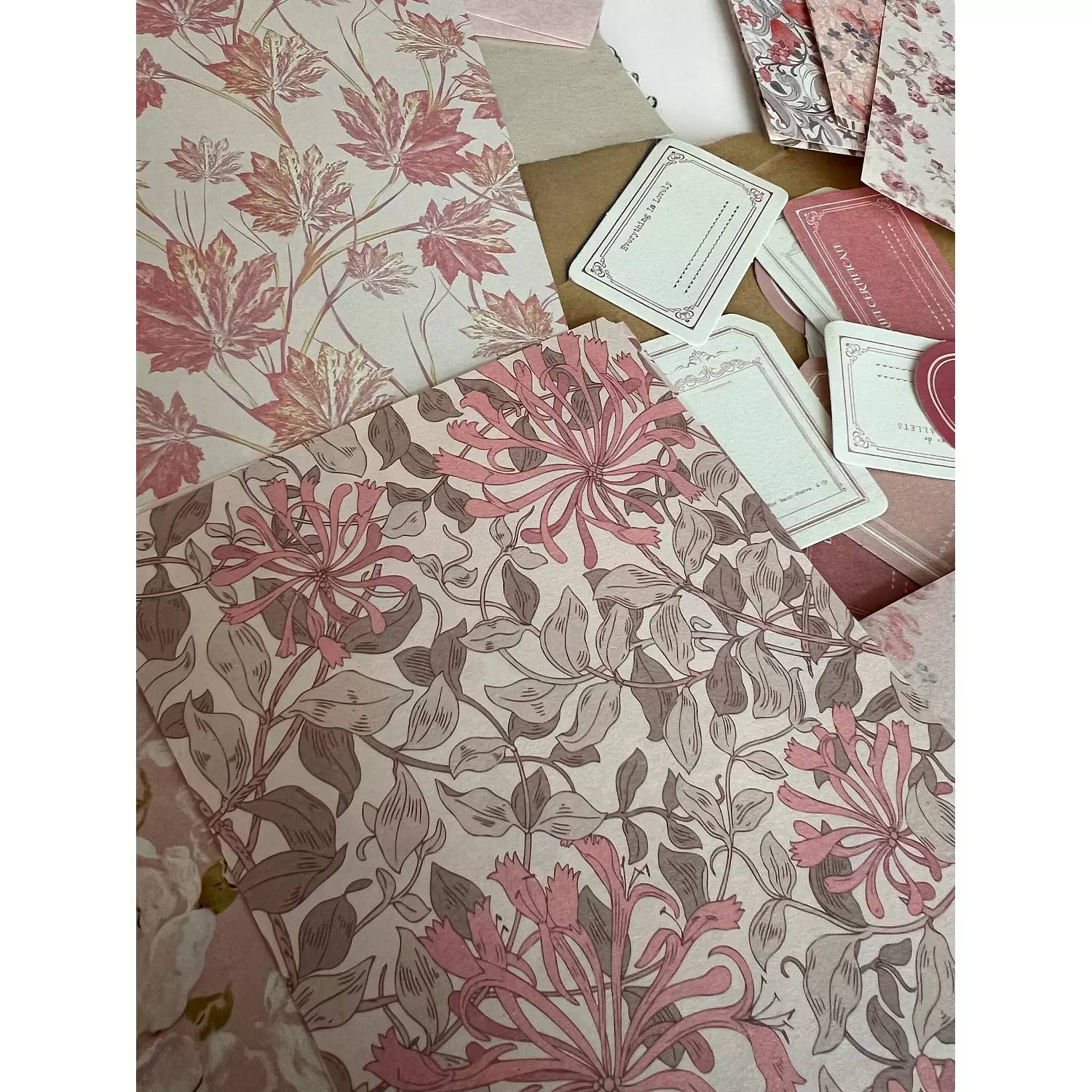 Pink Floral Craft Paper Pack  3