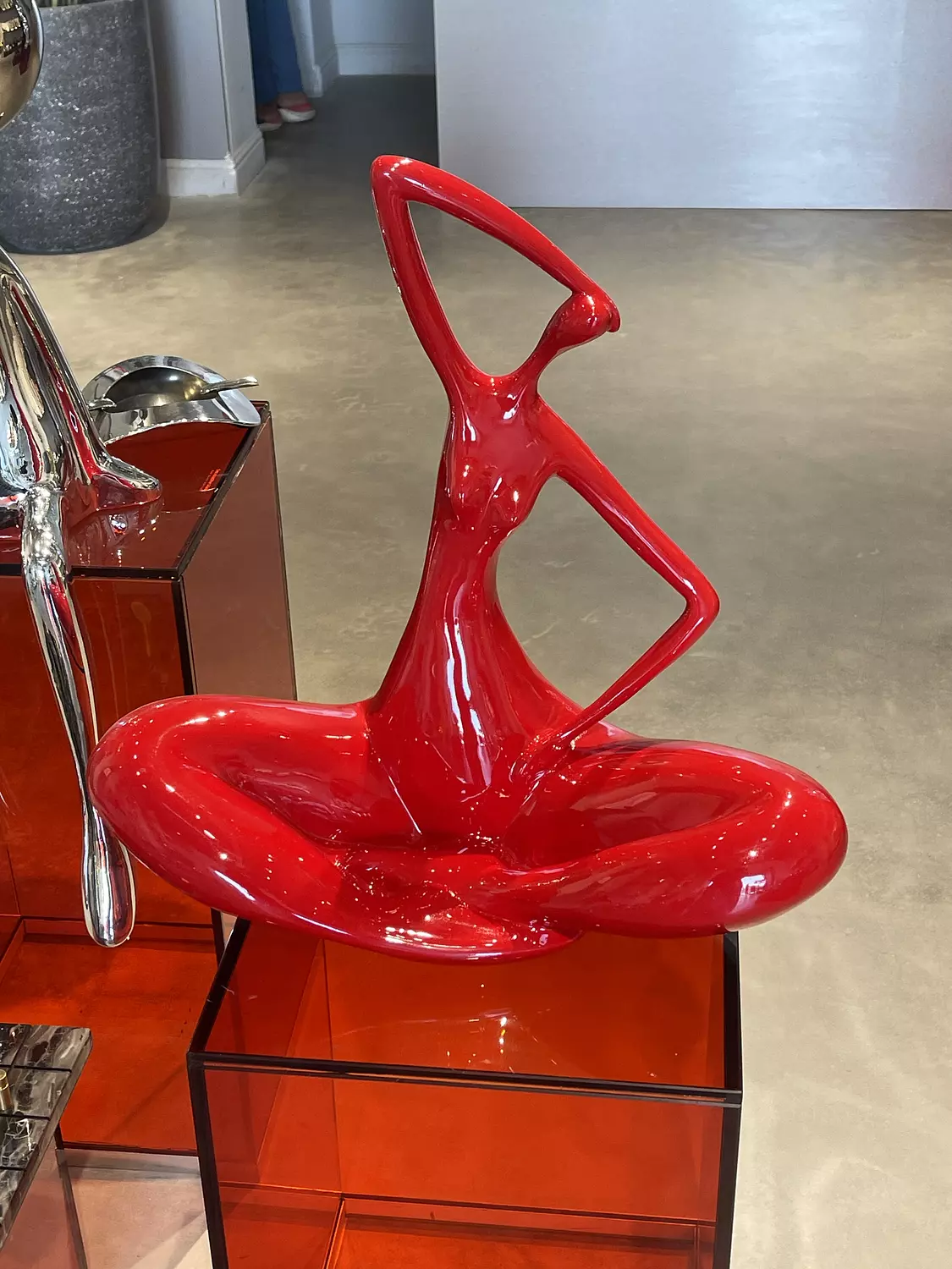 Sitting red lady  1