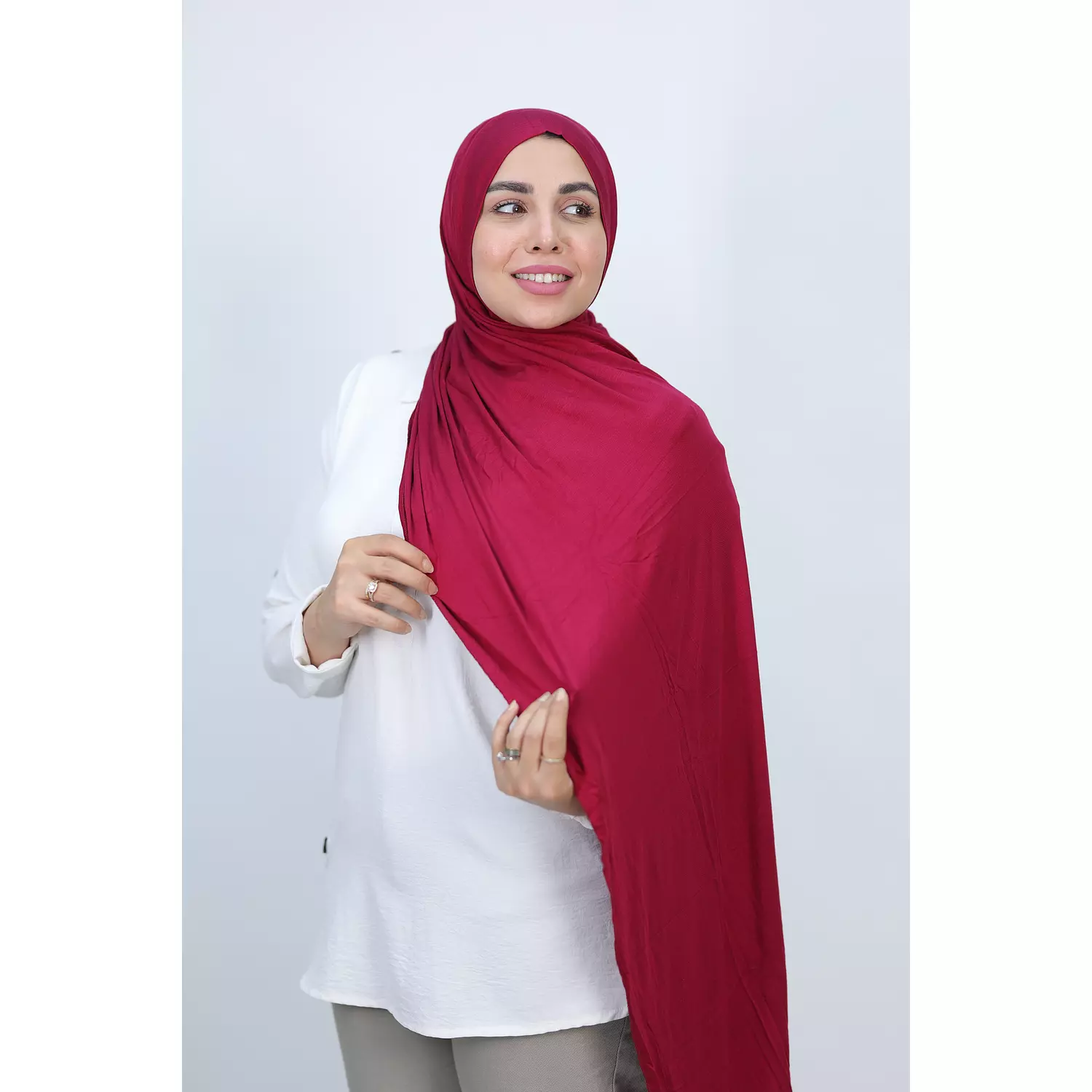 Jada Cotton Lycra Gel Hijab - Burgundy  2