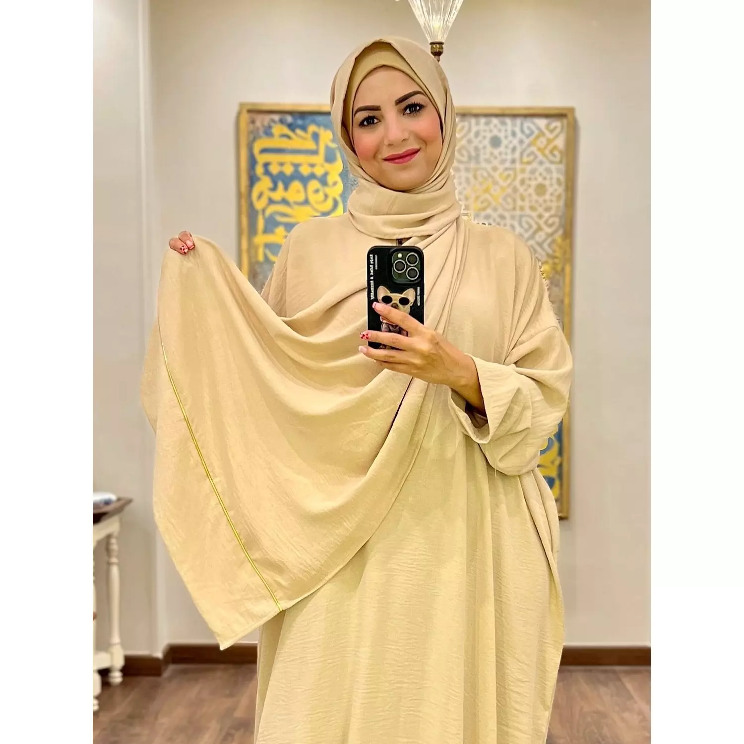 Free Size Isdal with Veil  - Beige-2nd-img