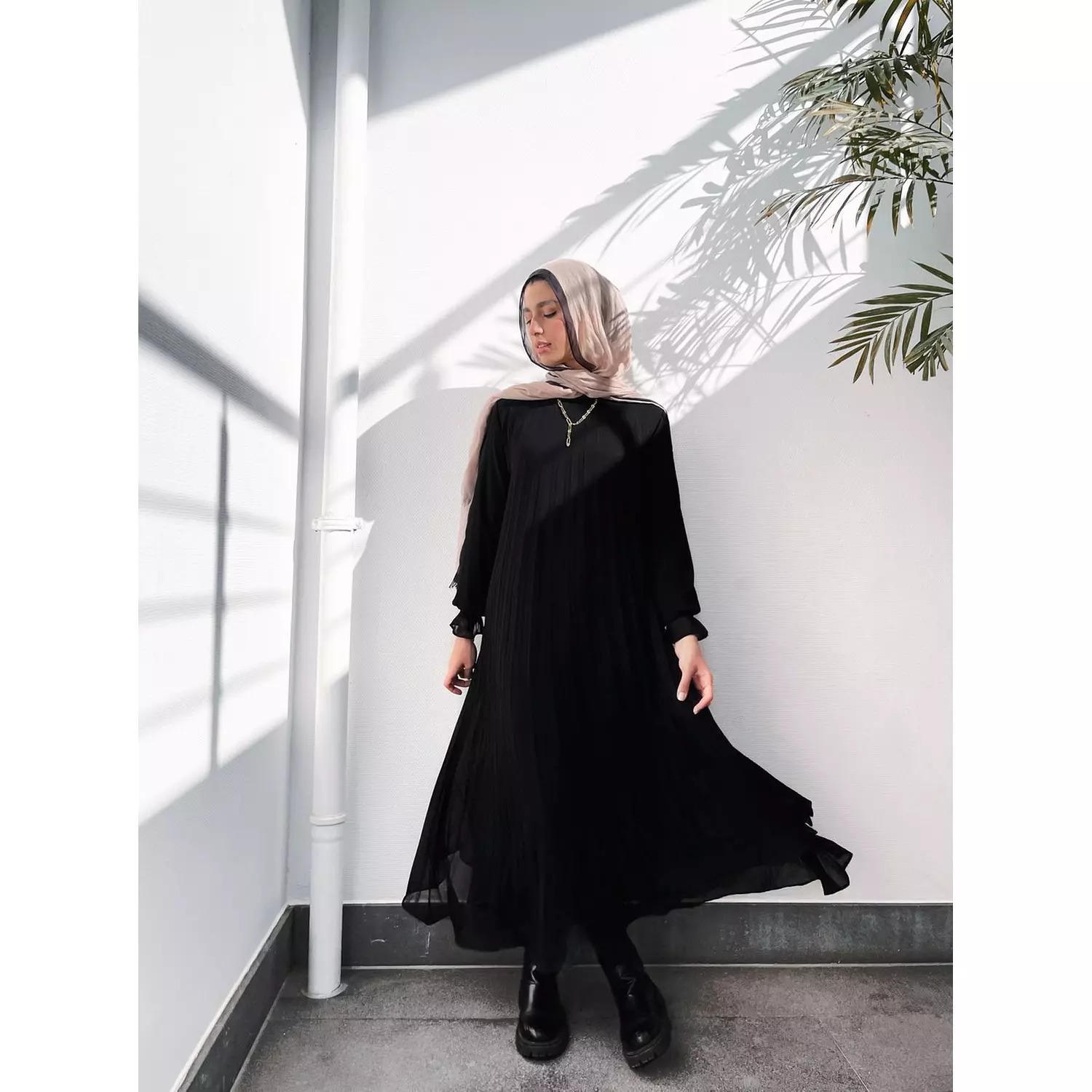 Black Cloach Pleated Dress hover image