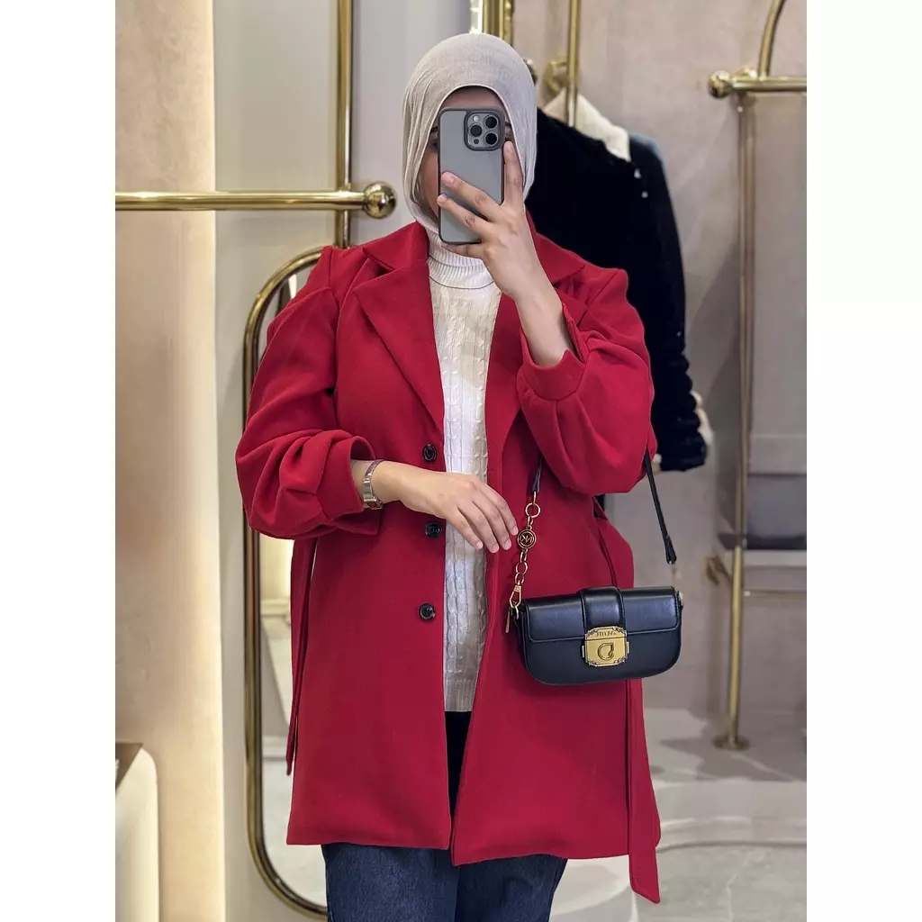  Crimson Elegance Trench Coat 