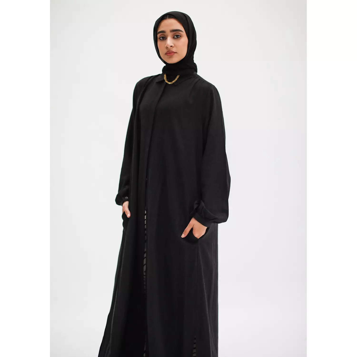 Maxi Linen Shirt In Black 1