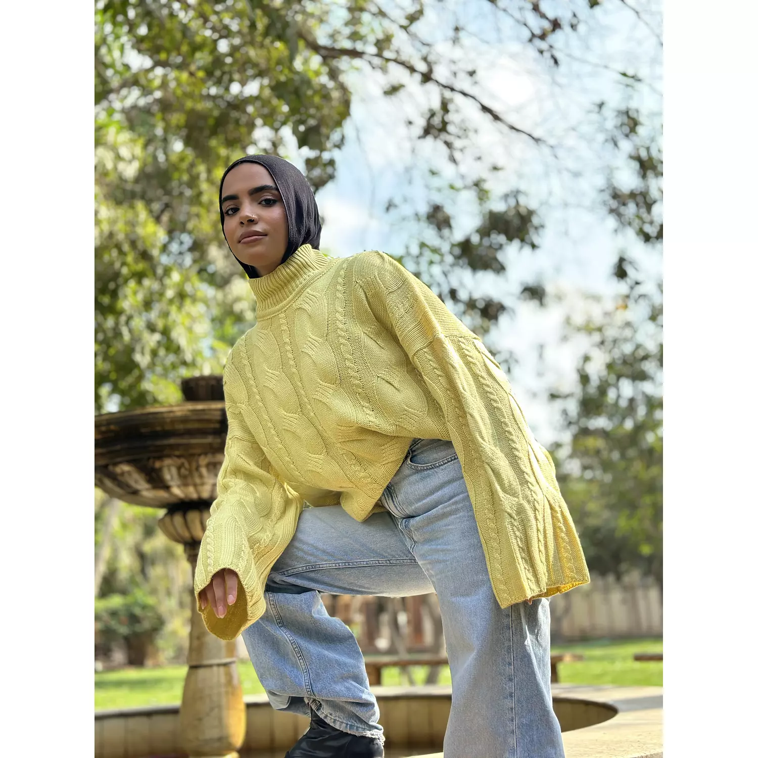 “Azure” Knit pullover in Butter Yellow hover image