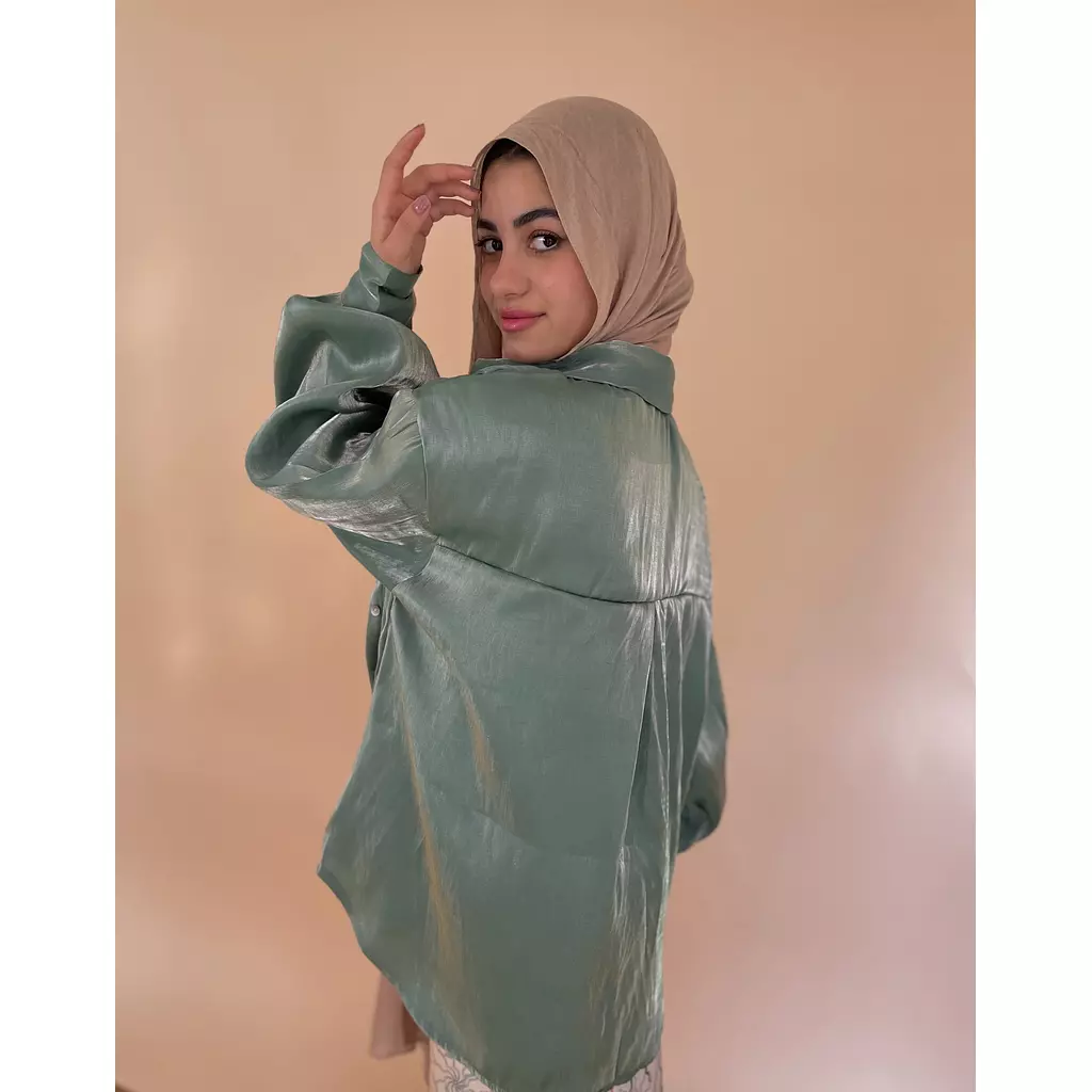 Oversized Metallic Shirt - Mintgreen Shimmer 