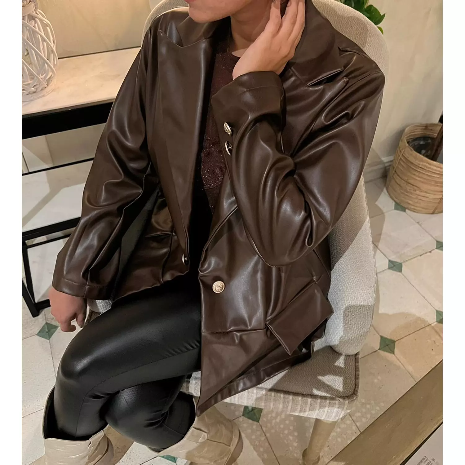 Brown Leather Blazer 0