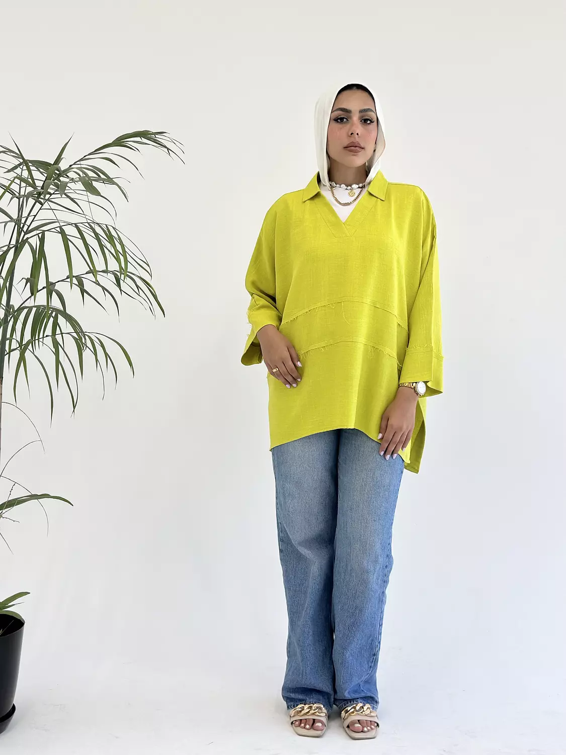 EFFORTLESS BLOUSE IN LIME GREEN hover image