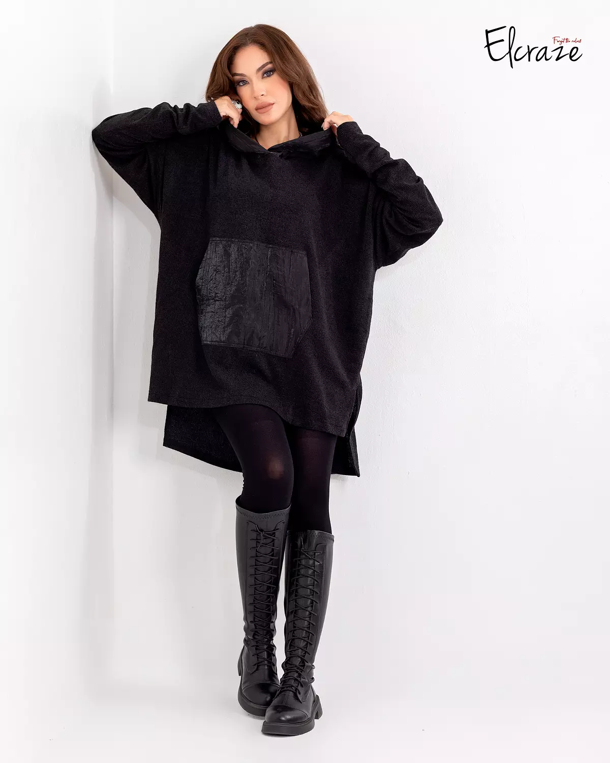 woolen black  hoodie  3