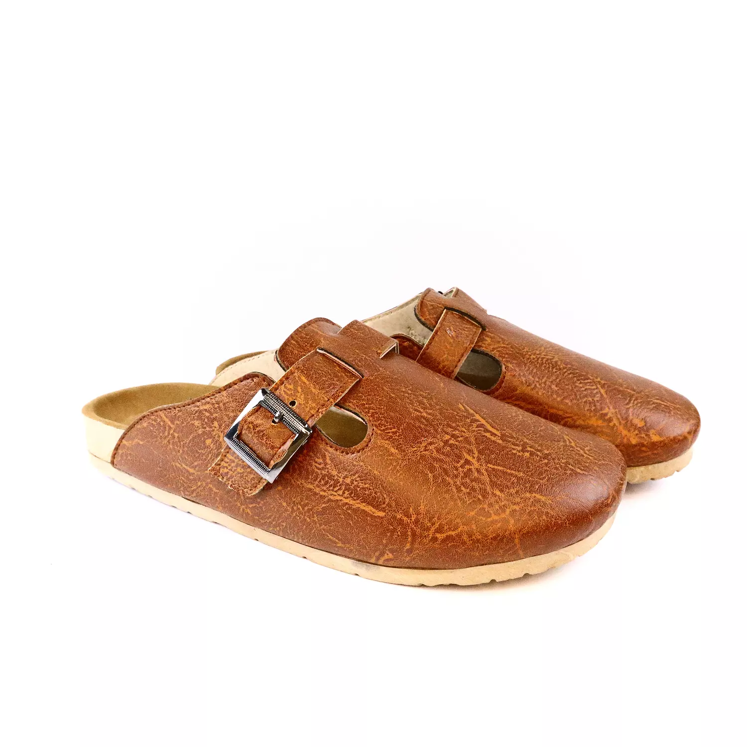 Leather Clogs - Havana plaid hover image