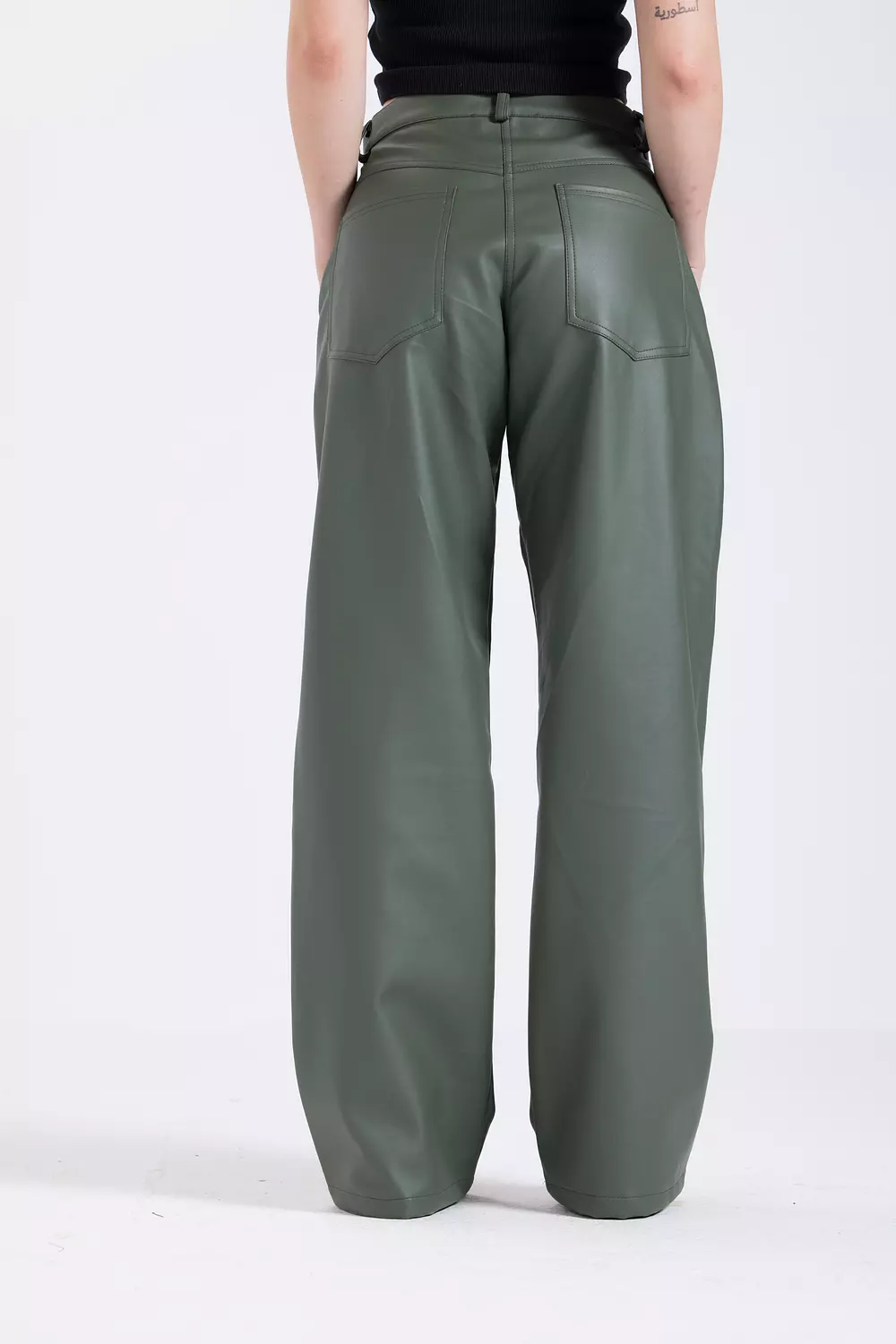 Olive Green Leather Pants 4