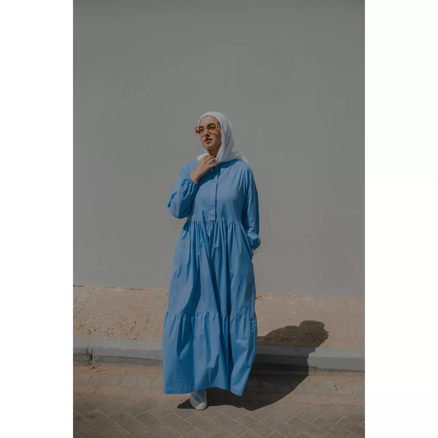 Sea Blue Poplin Cotton Dress 2