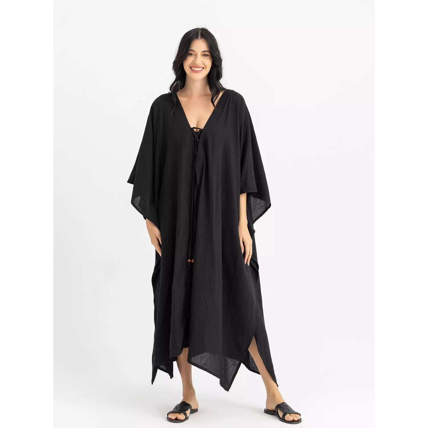 The VOUVA maxi linen kaftan  hover image