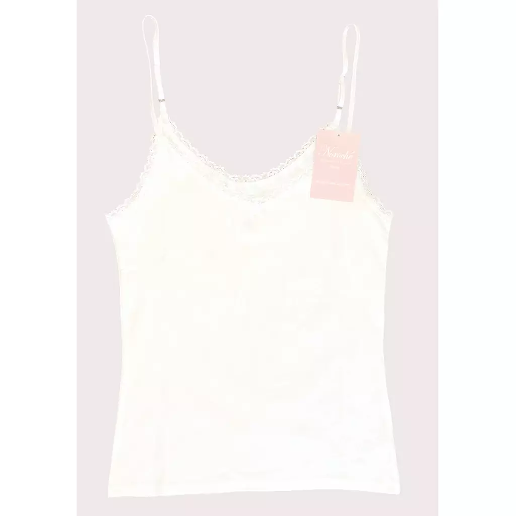 Organic Cotton Cami Top Lace Trimmed - OFF White