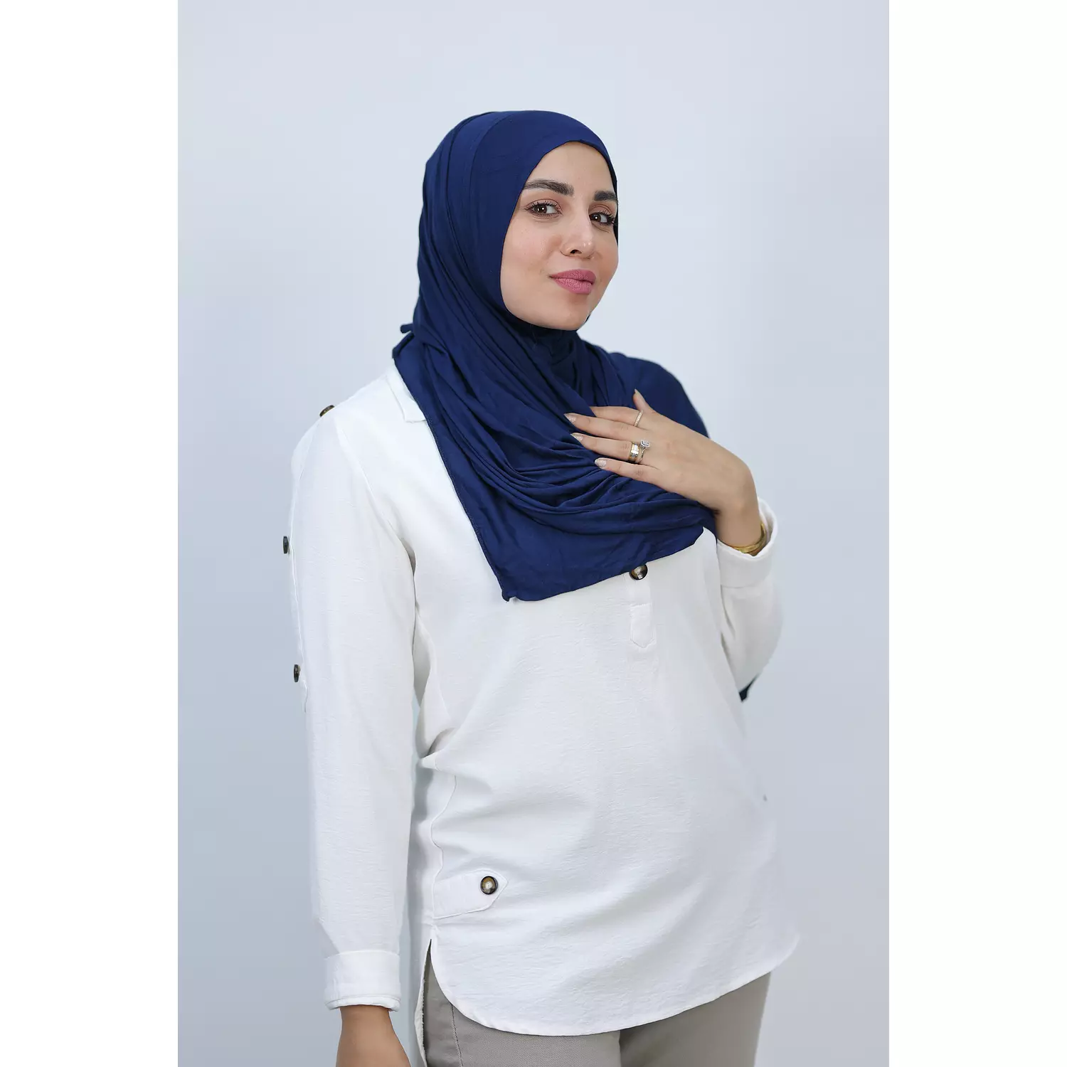 Jada Cotton Lycra Gel Hijab - Navy Blue 2