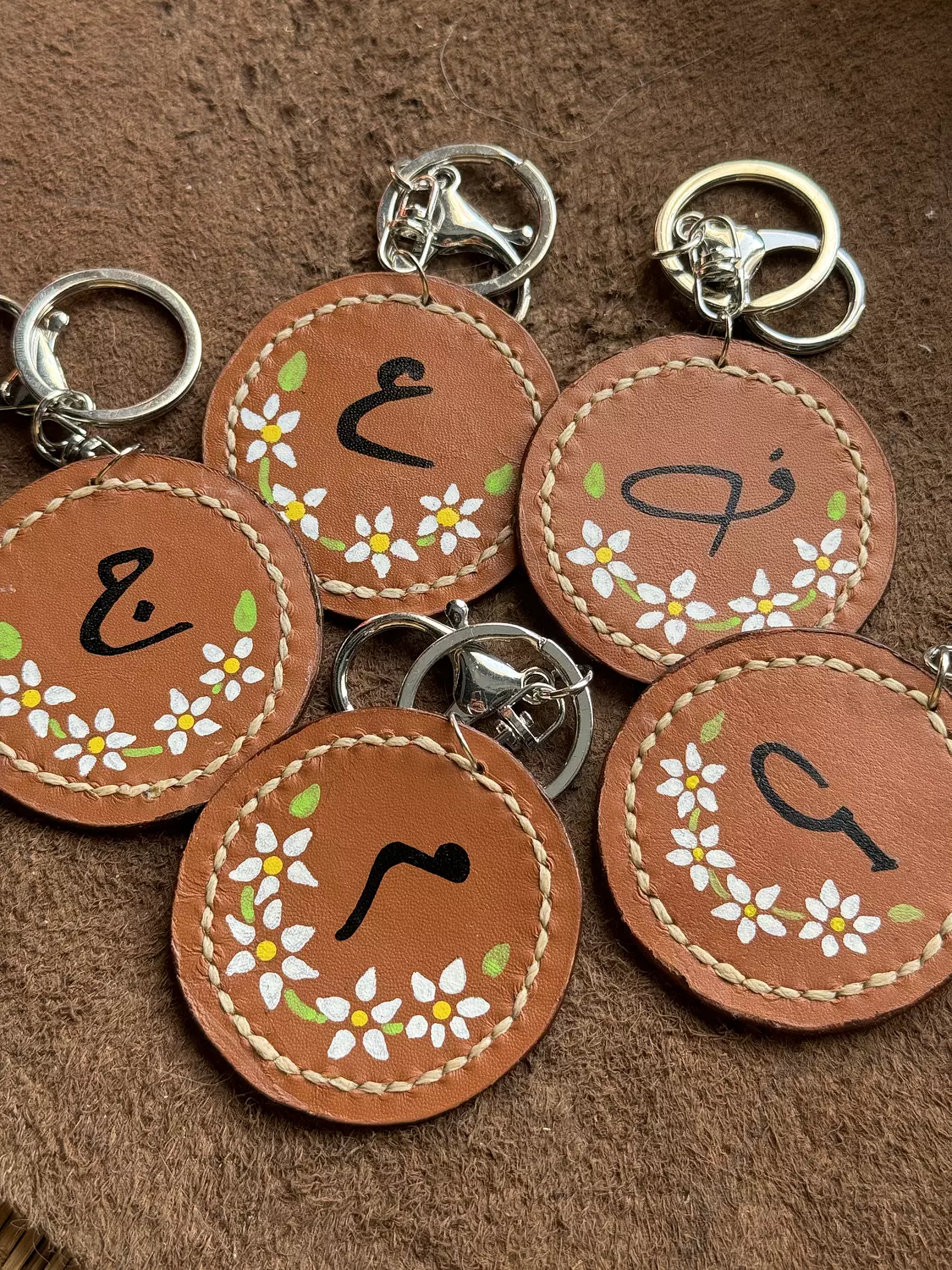 Natural Leather Arabic Letters Keychain " Havan " ( By Order ) hover image