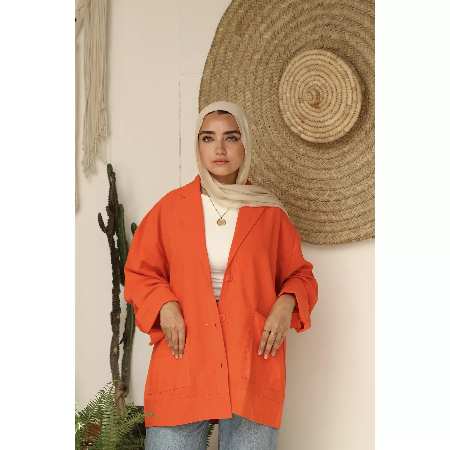 Linen Jacket -orange 2