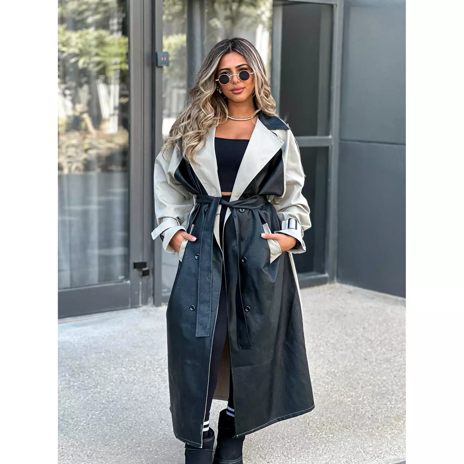 Trench leather coat  hover image