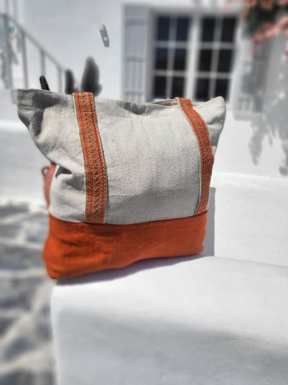 Orange Burlap Beach Bag-2nd-img