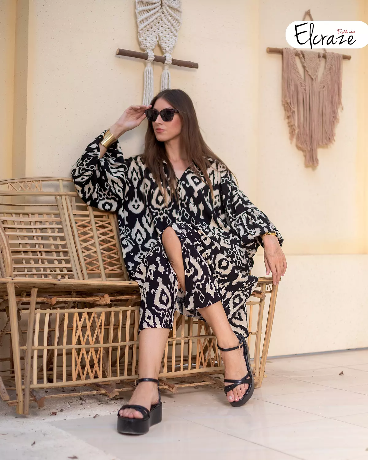 pure cotton printed shirt dress black hover image