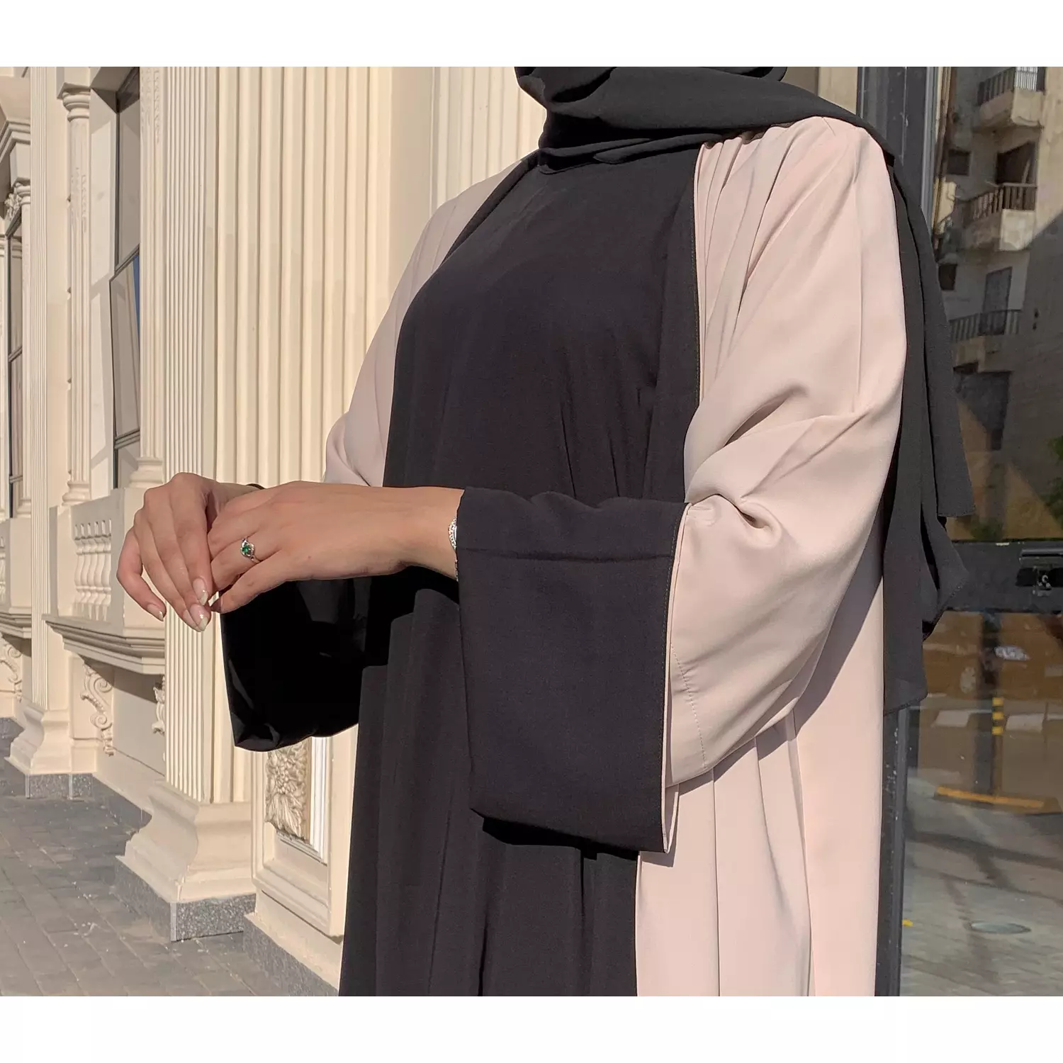 BLACK X BEIGE ABAYA  2