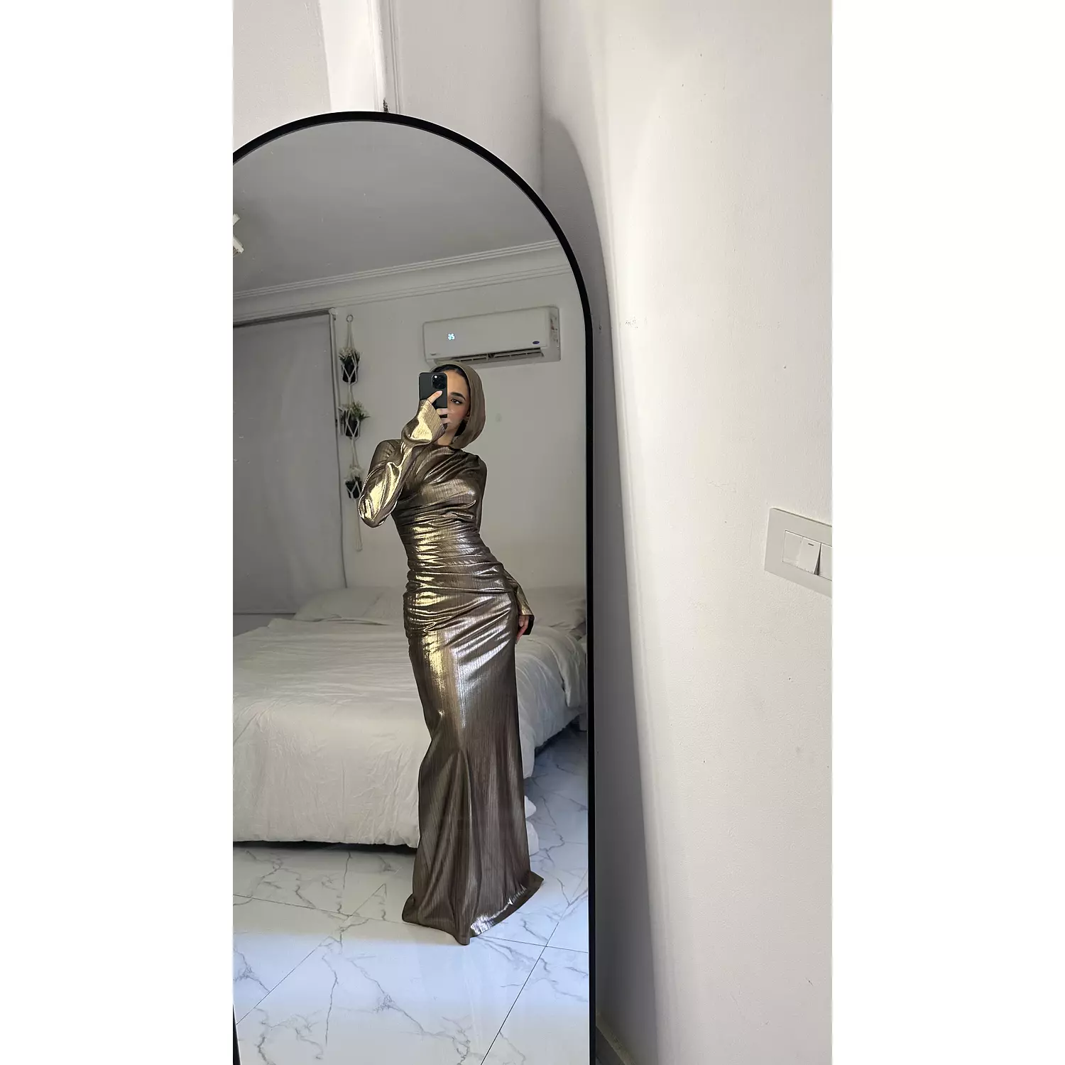 Nova dress in gold  hover image