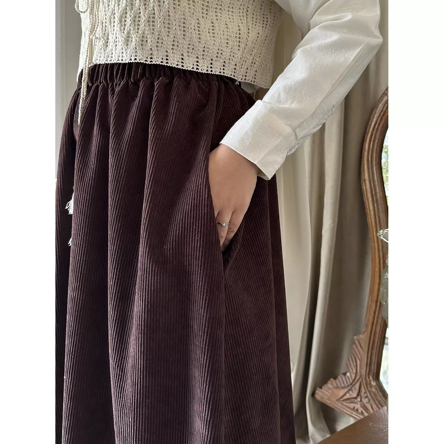 Brown velvet skirt  3