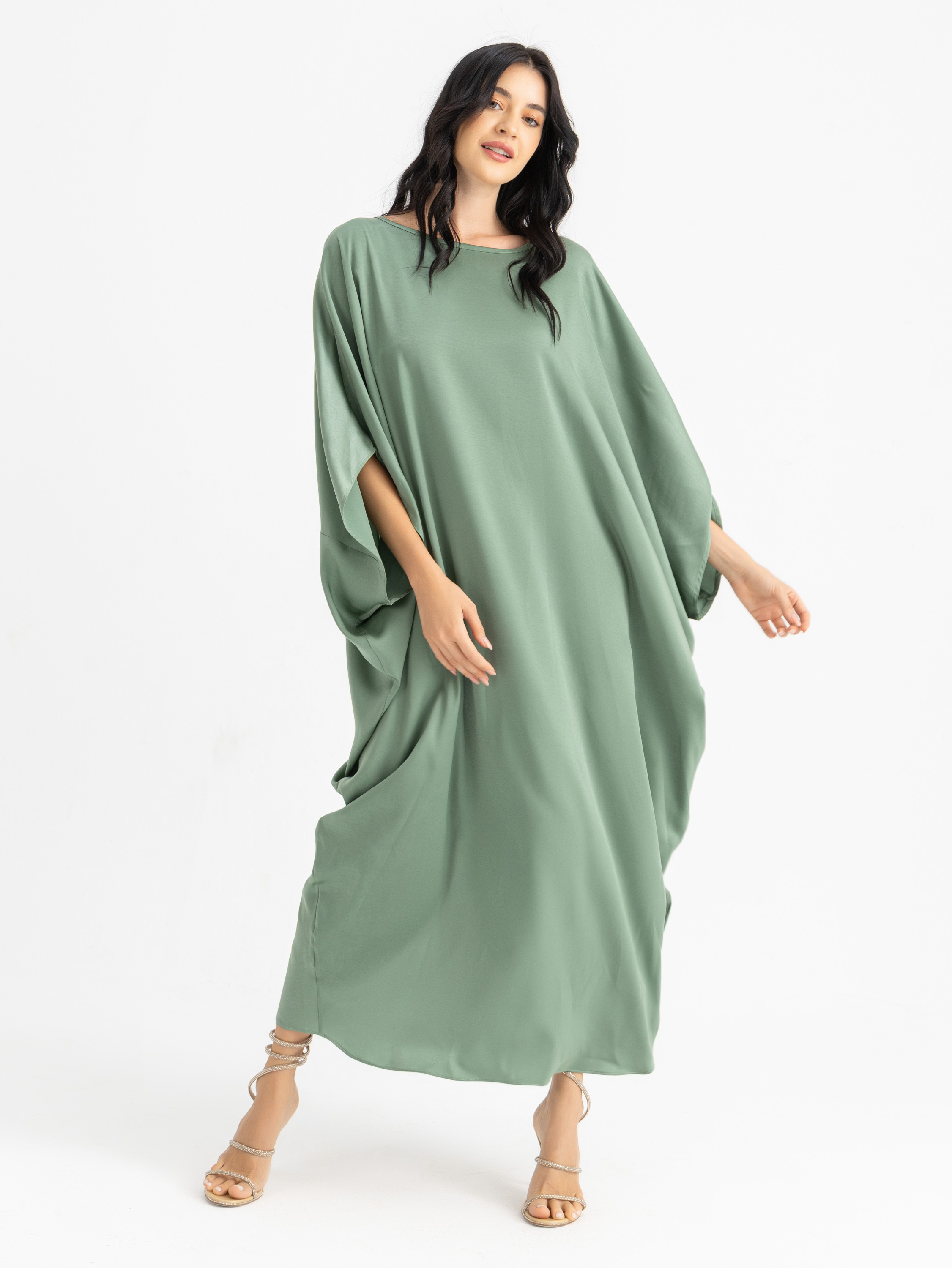 The KAMILIA gathered satin kaftan  8