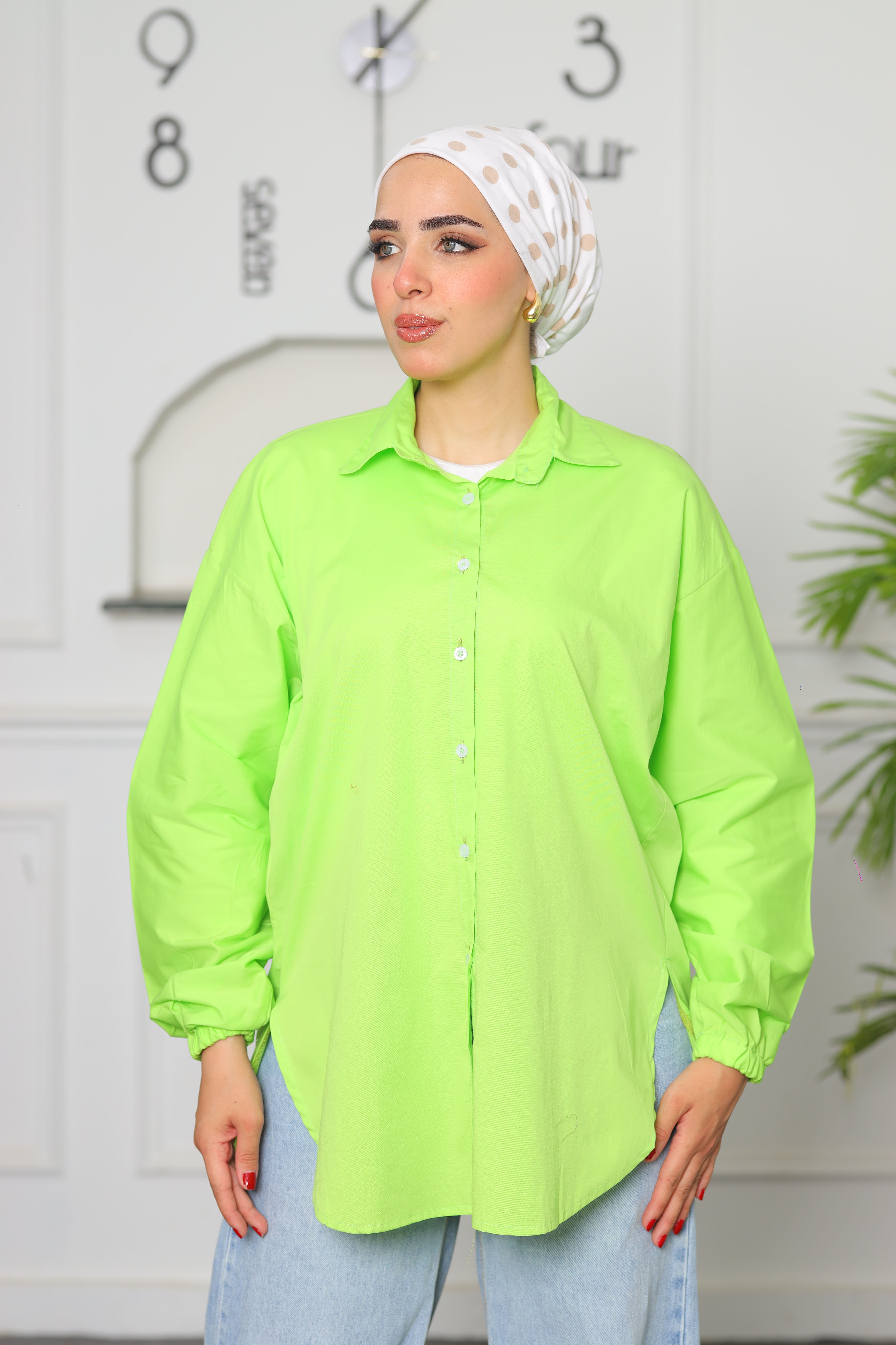 lime green poplin shirt 2