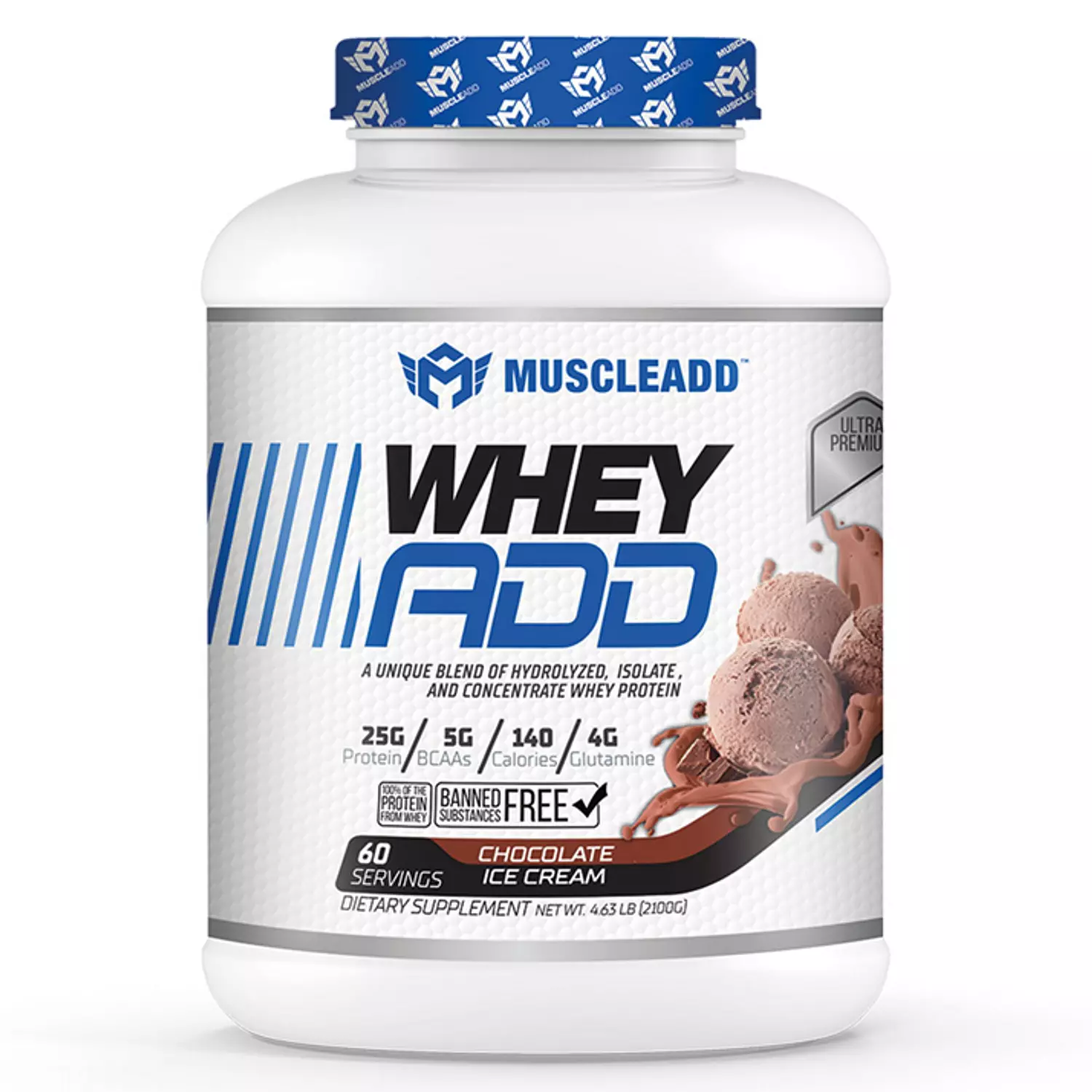 Muscle Add Whey Add-60Serv.-2100G-Chocolate Ice Cream hover image