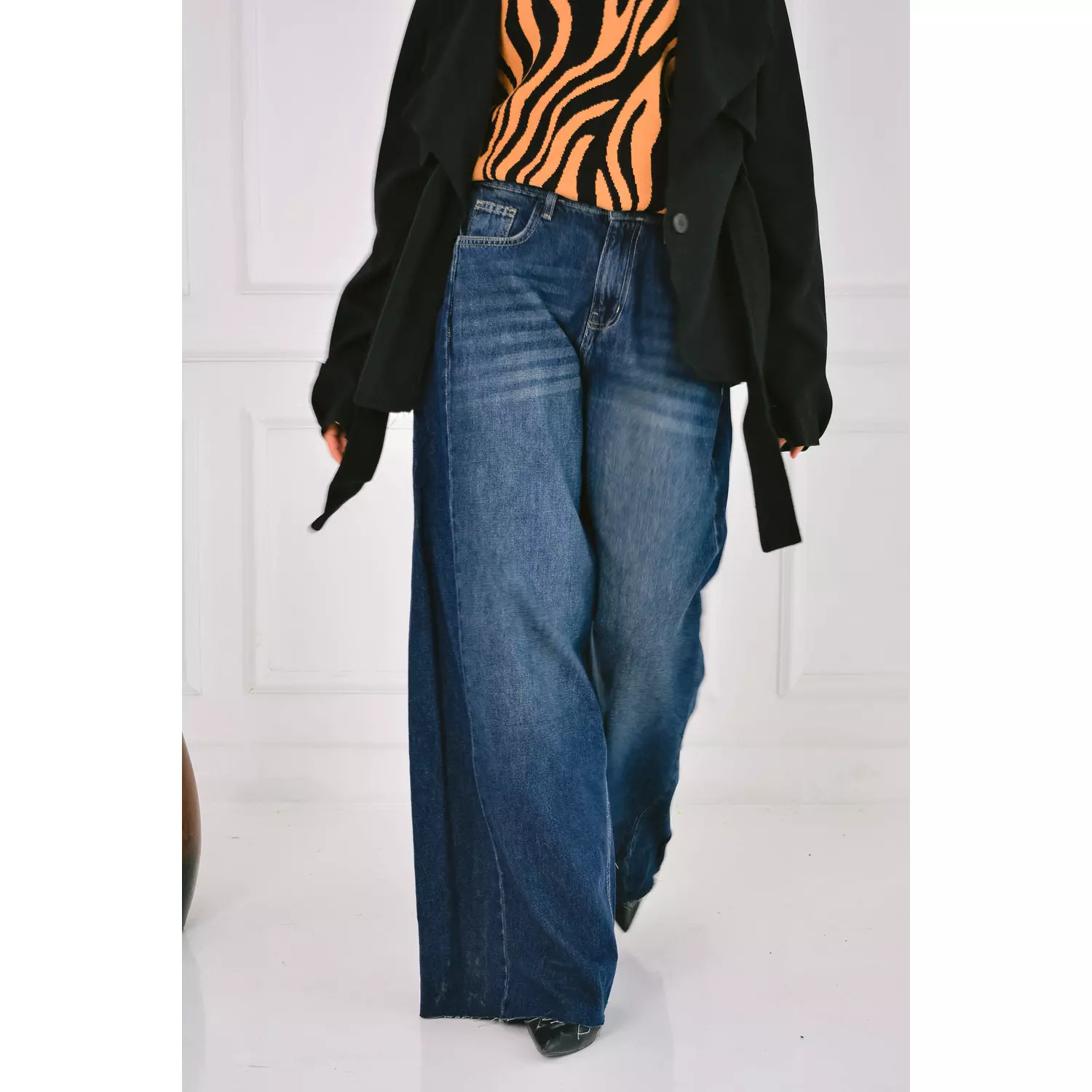 denim wide leg pants hover image