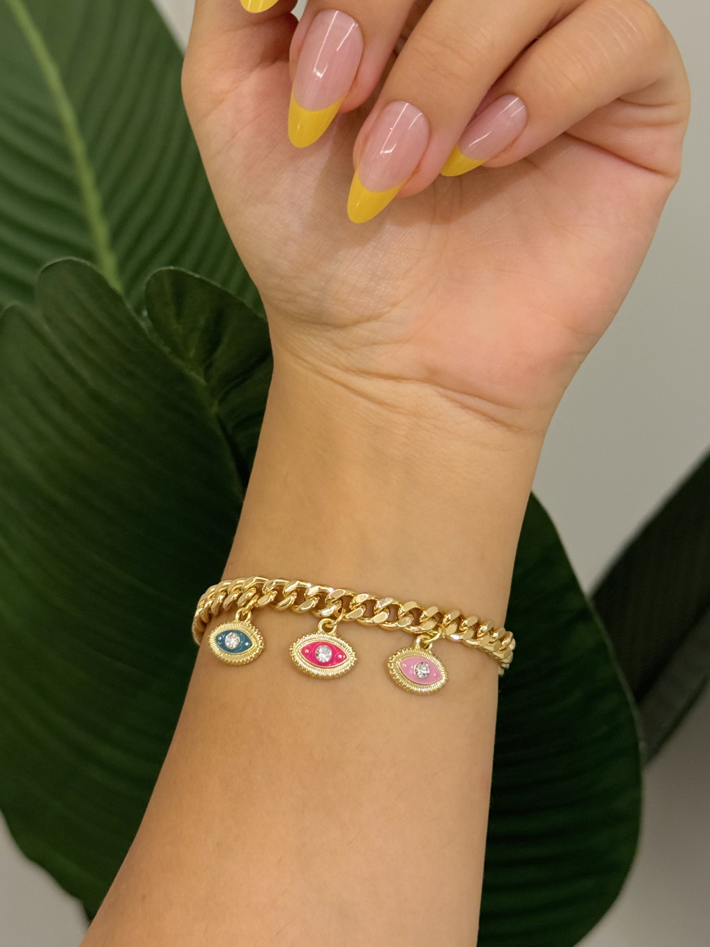 Pink evil eye bracelet  hover image