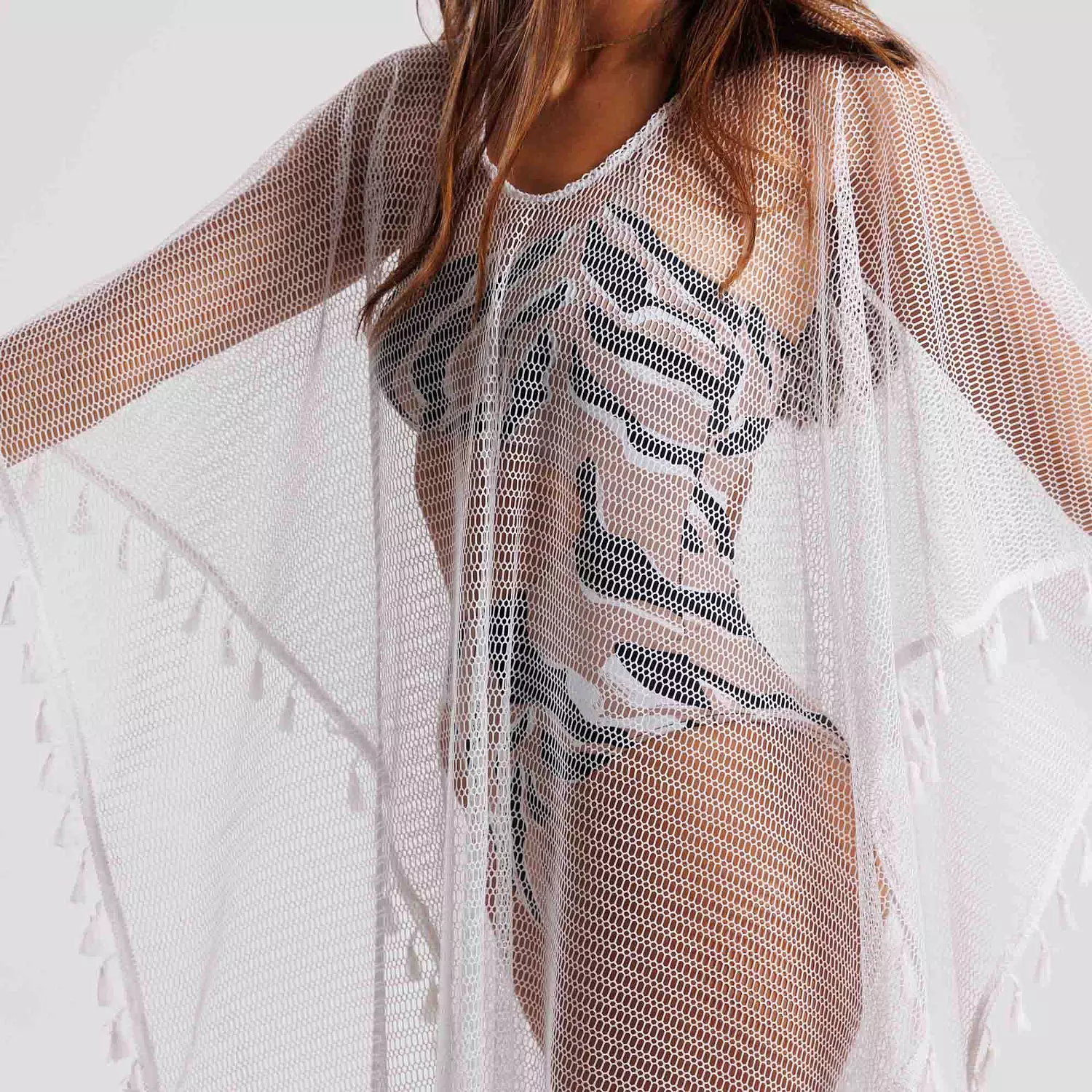 FISHNET WHITE SWIMSUIT COVERUP 2