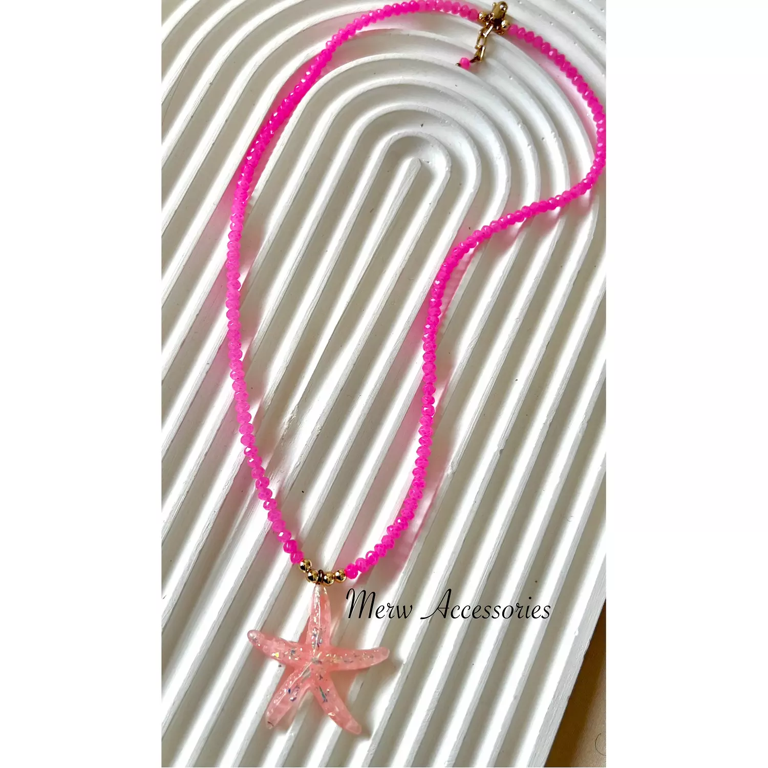 Pink star necklace  1