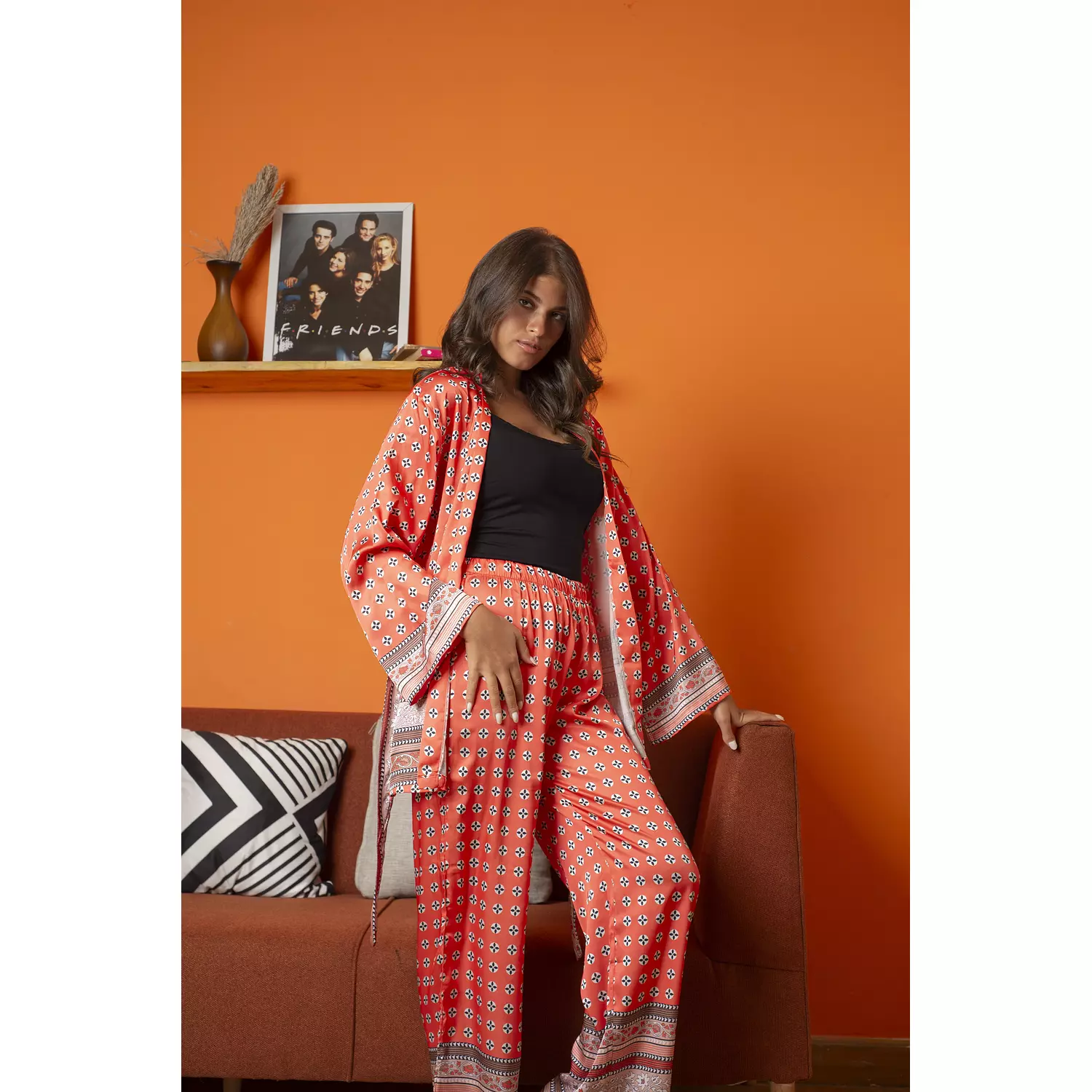 Van Clover Orange Kimono Set 6