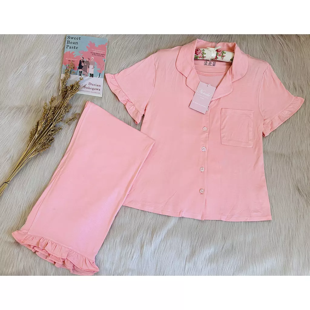 Flamingo  Ruffled Cotton Pajamas