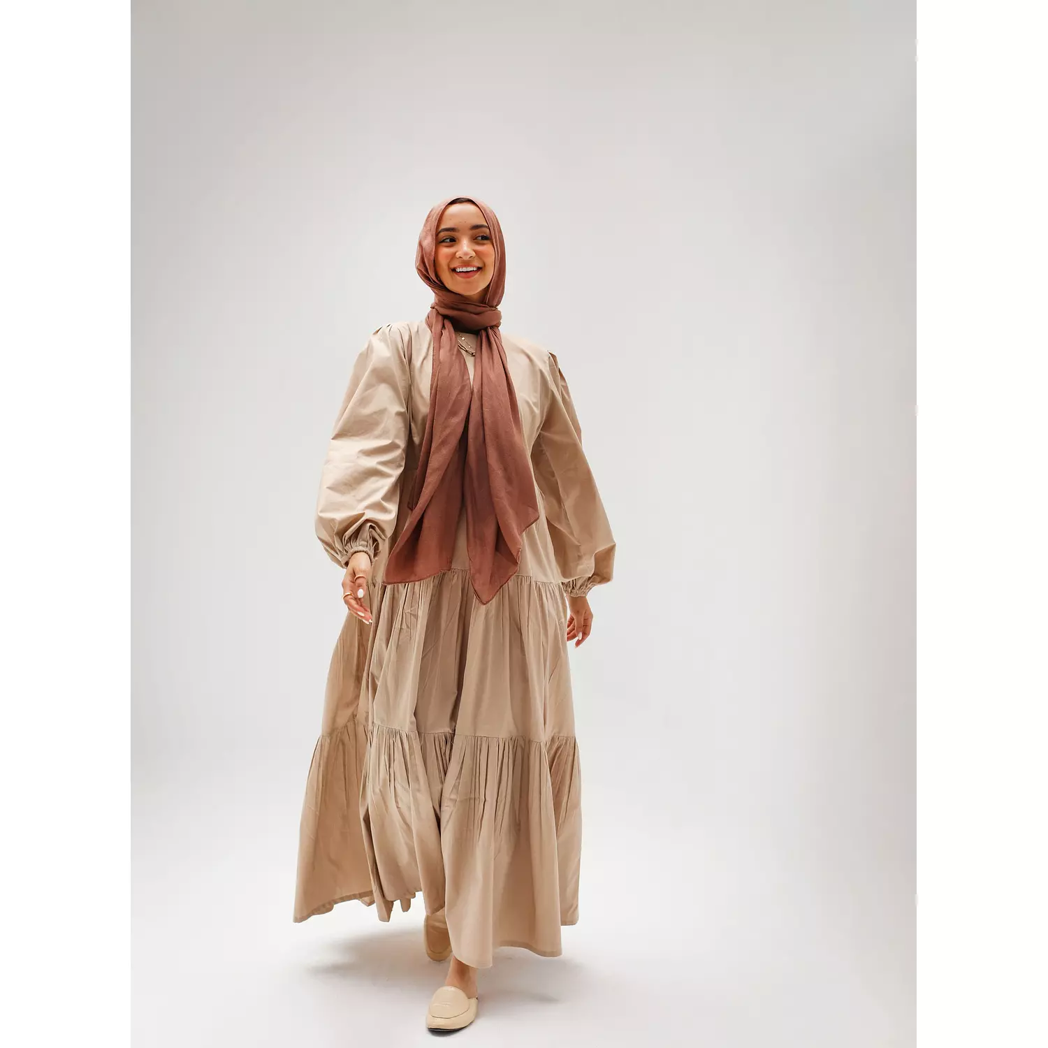 Camel Gypsy Poplin Dress 1