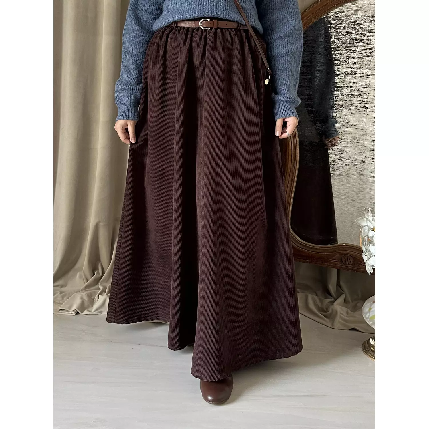 Brown velvet skirt  7