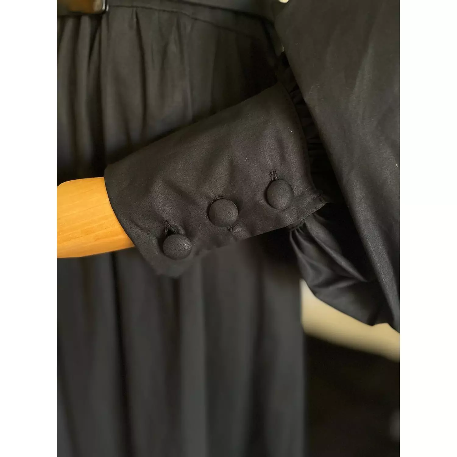 Black Tally Poplin Dress with puffy sleeves 4