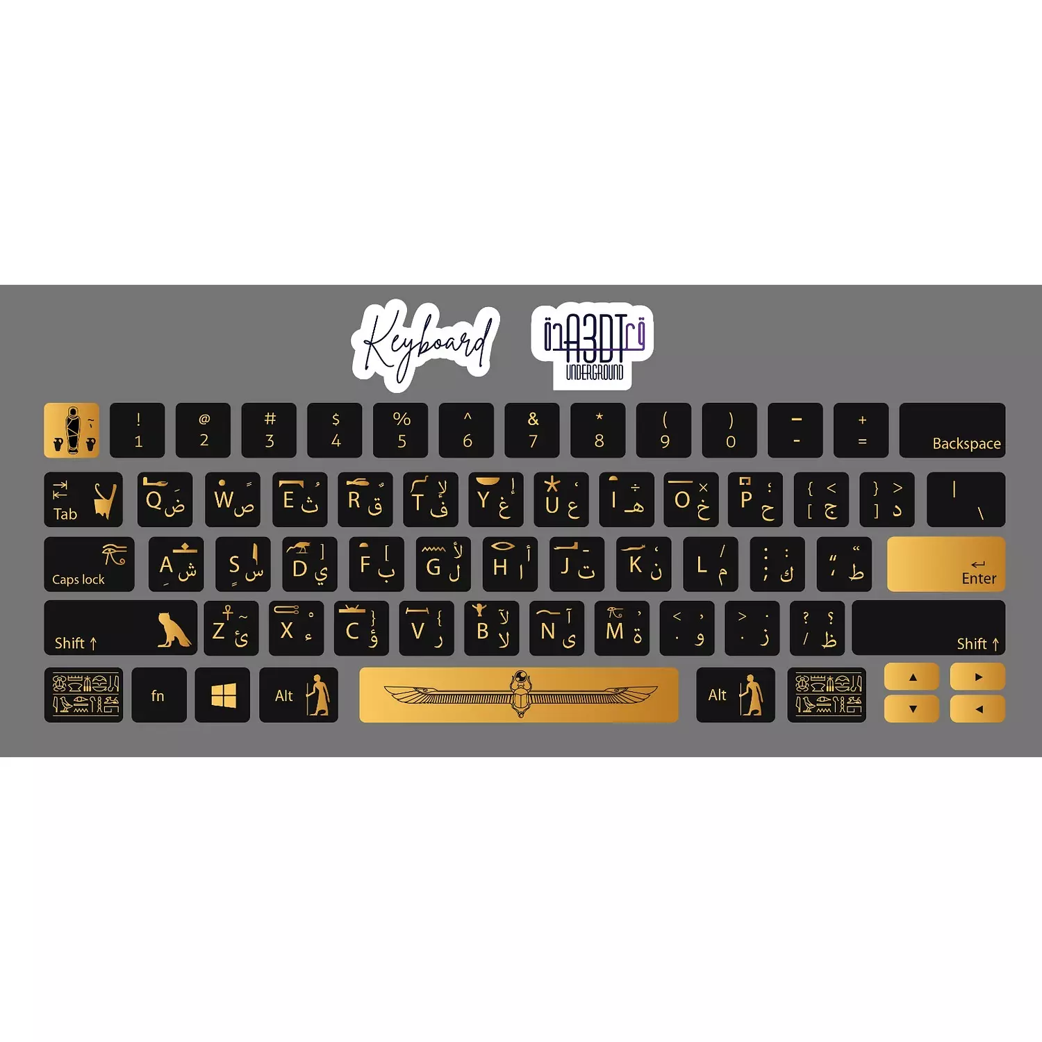 Pharaohs black & gold keyboard sticker   1