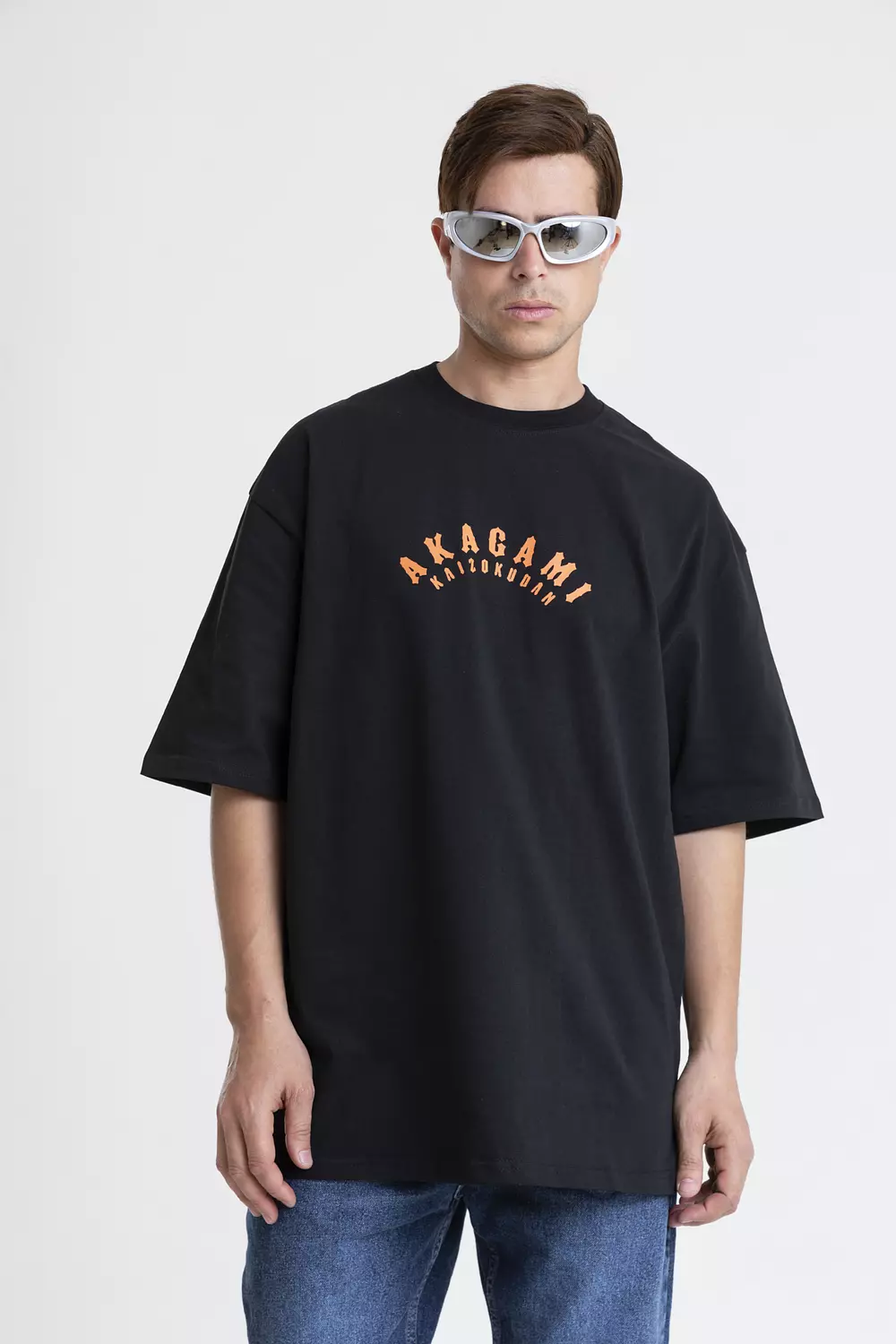 oversized cotton t-shirt with contrast print back & front 10