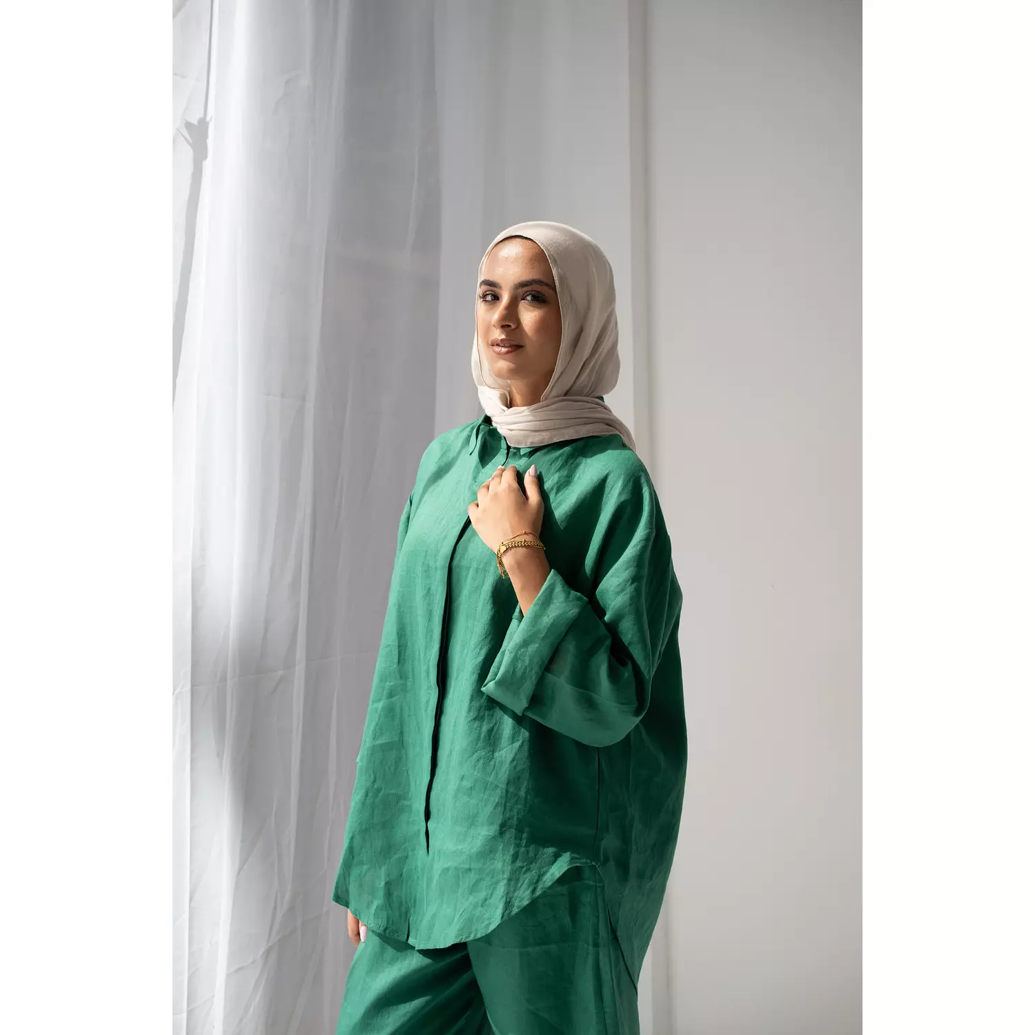 Green linen set  0