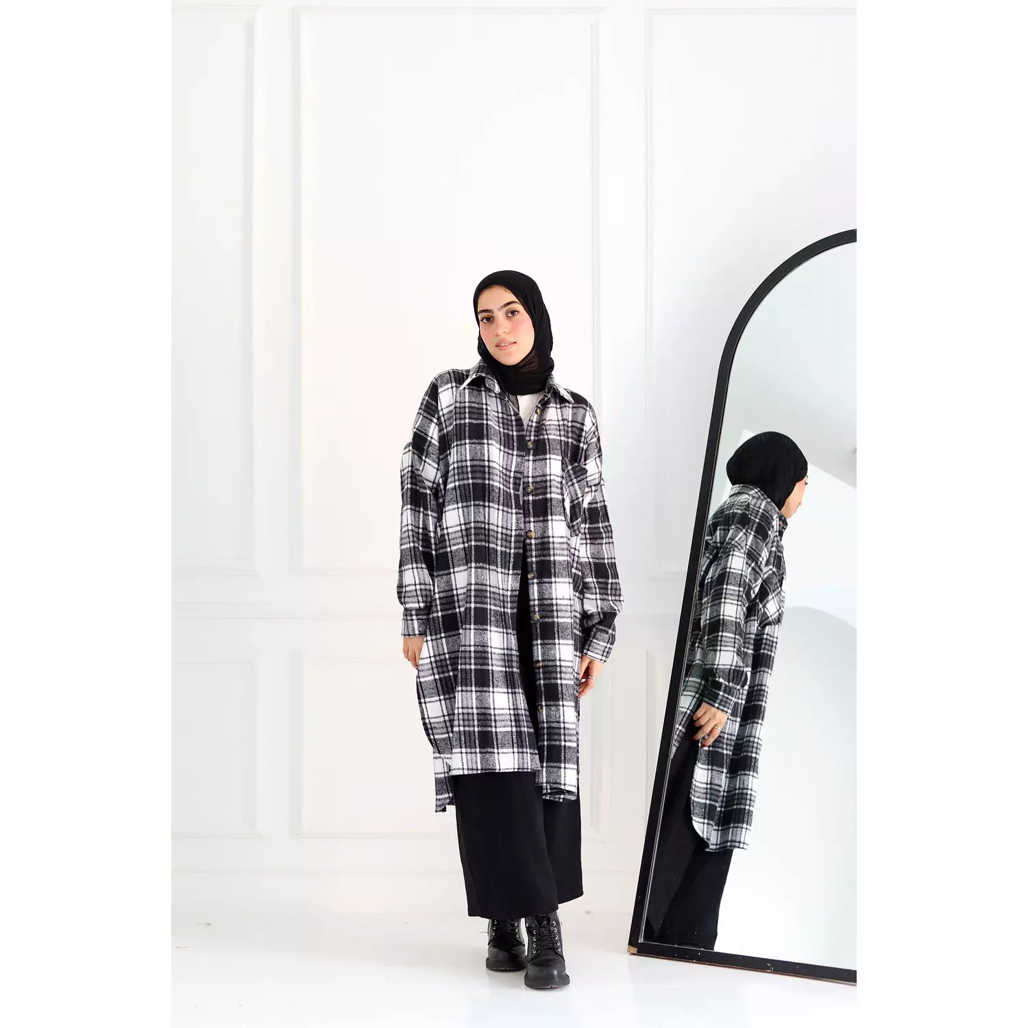 Black & White Checkered Oversize Shirt 4