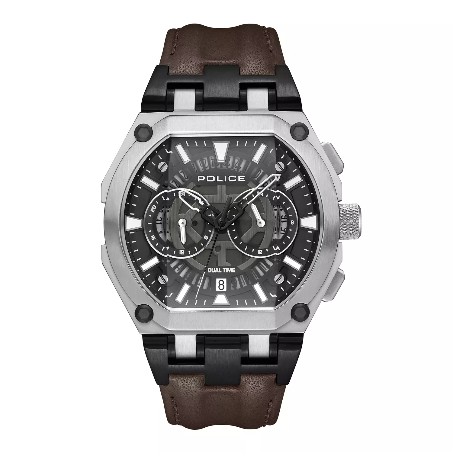 Police Men's 45 MM Brown Chronograph Leather Watch | PEWGF0054403 hover image