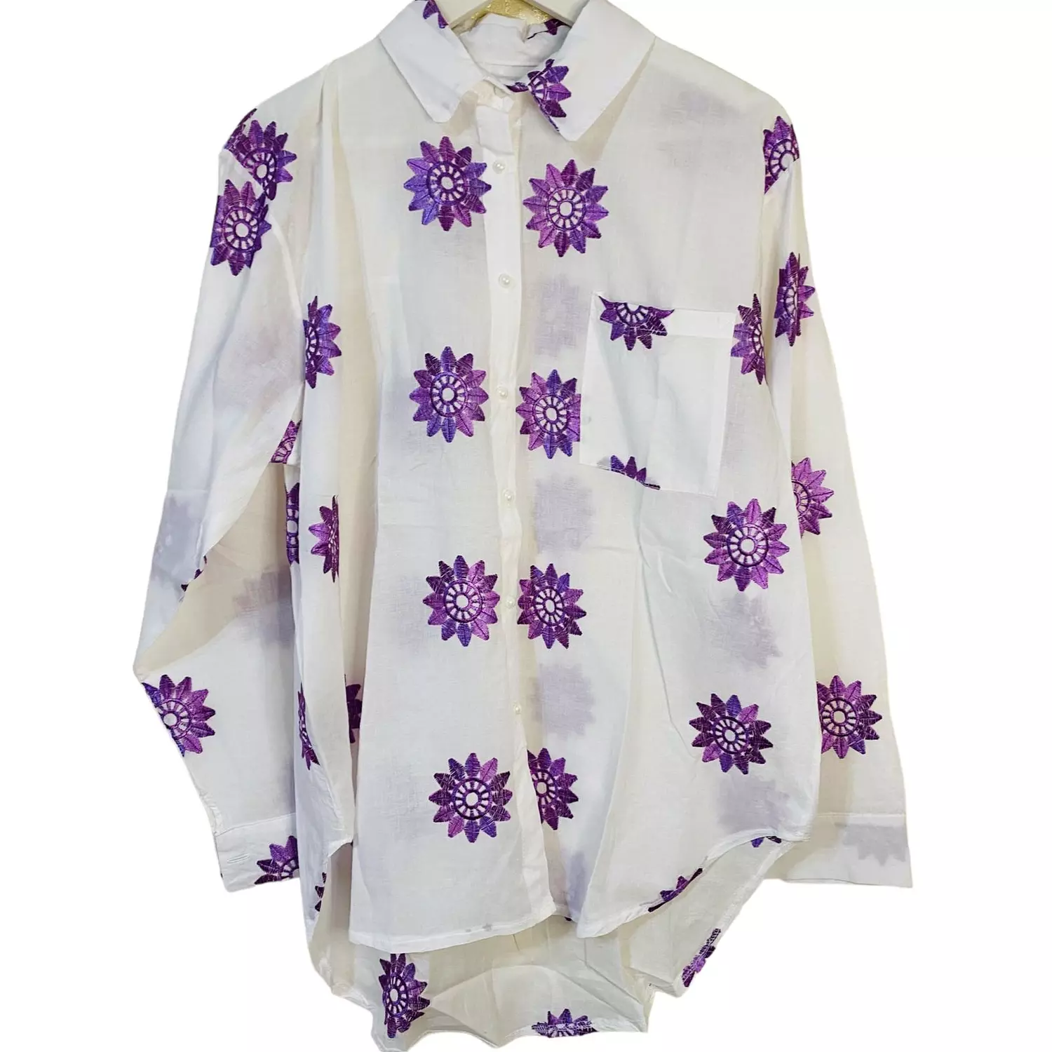 The White Shirt with flower pattern 1