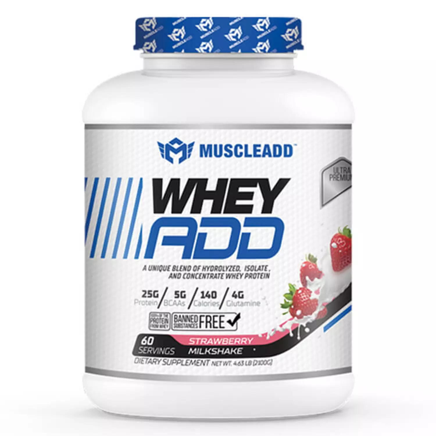 Muscle Add Whey Add-60Serv.-2100G-Strawberry Milkshake 0