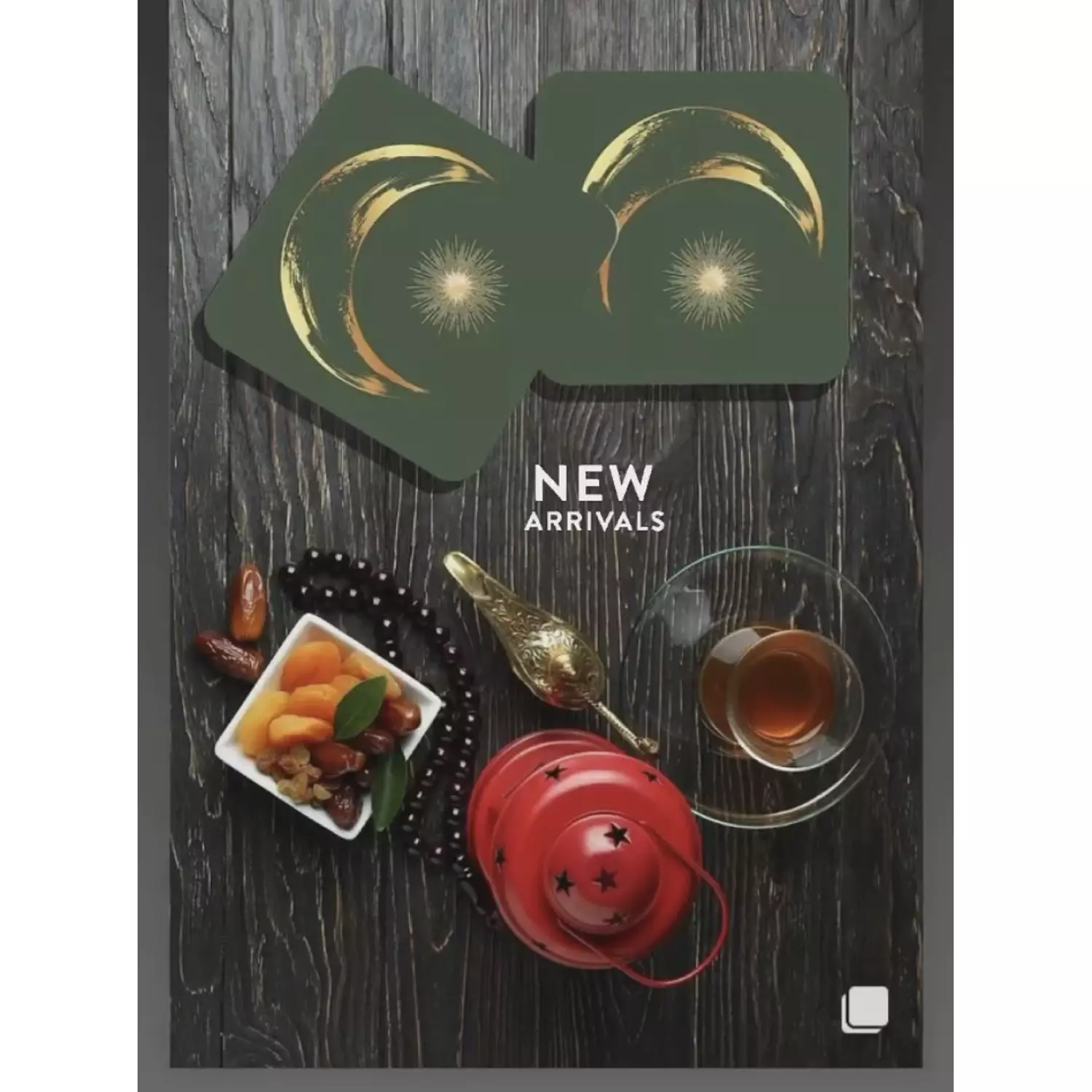 The Olive Green Moon Coaster Set 3