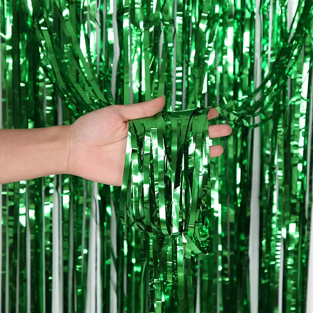 Green Metallic Foil Curtain