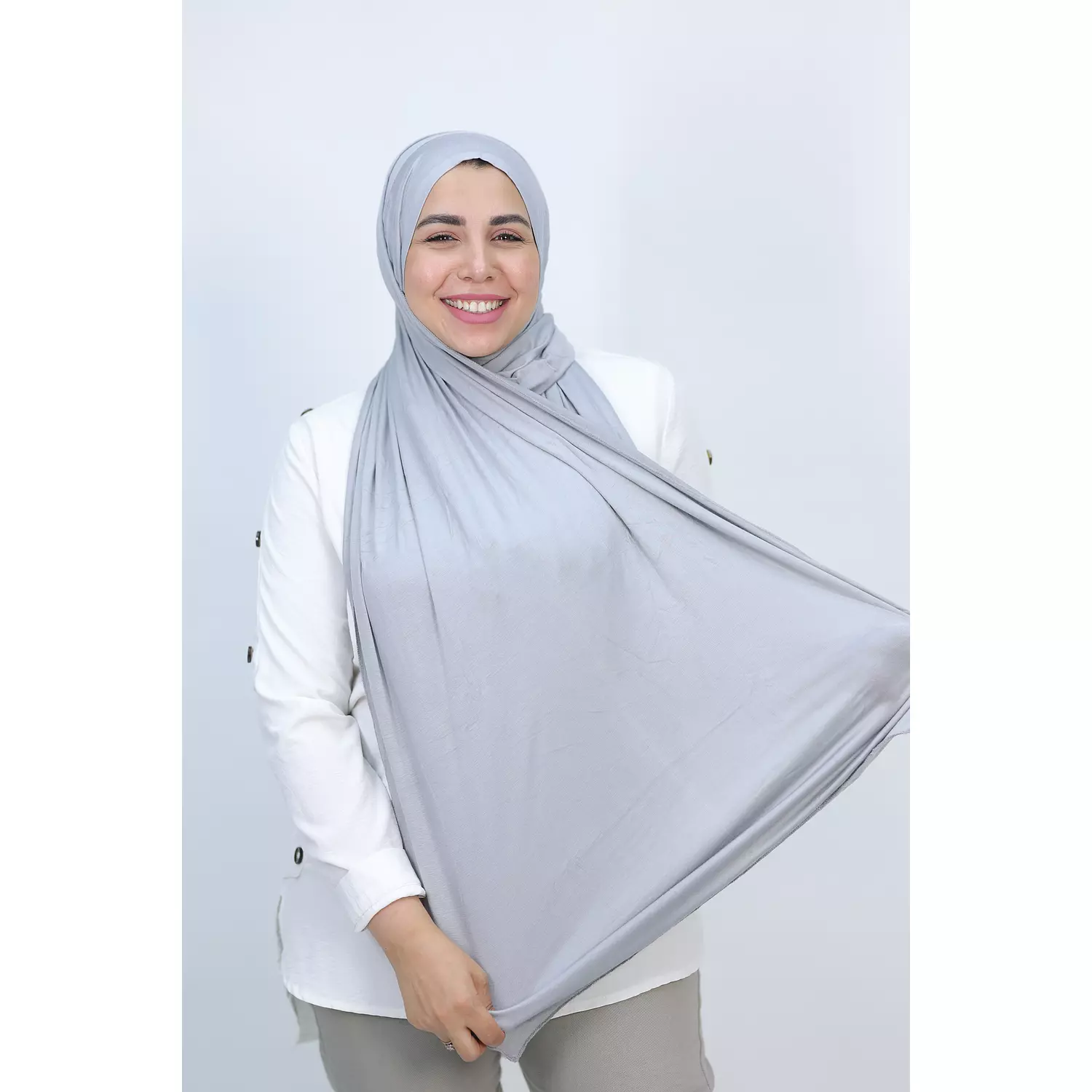 Jada Cotton Lycra Gel Hijab - Light Grey 4