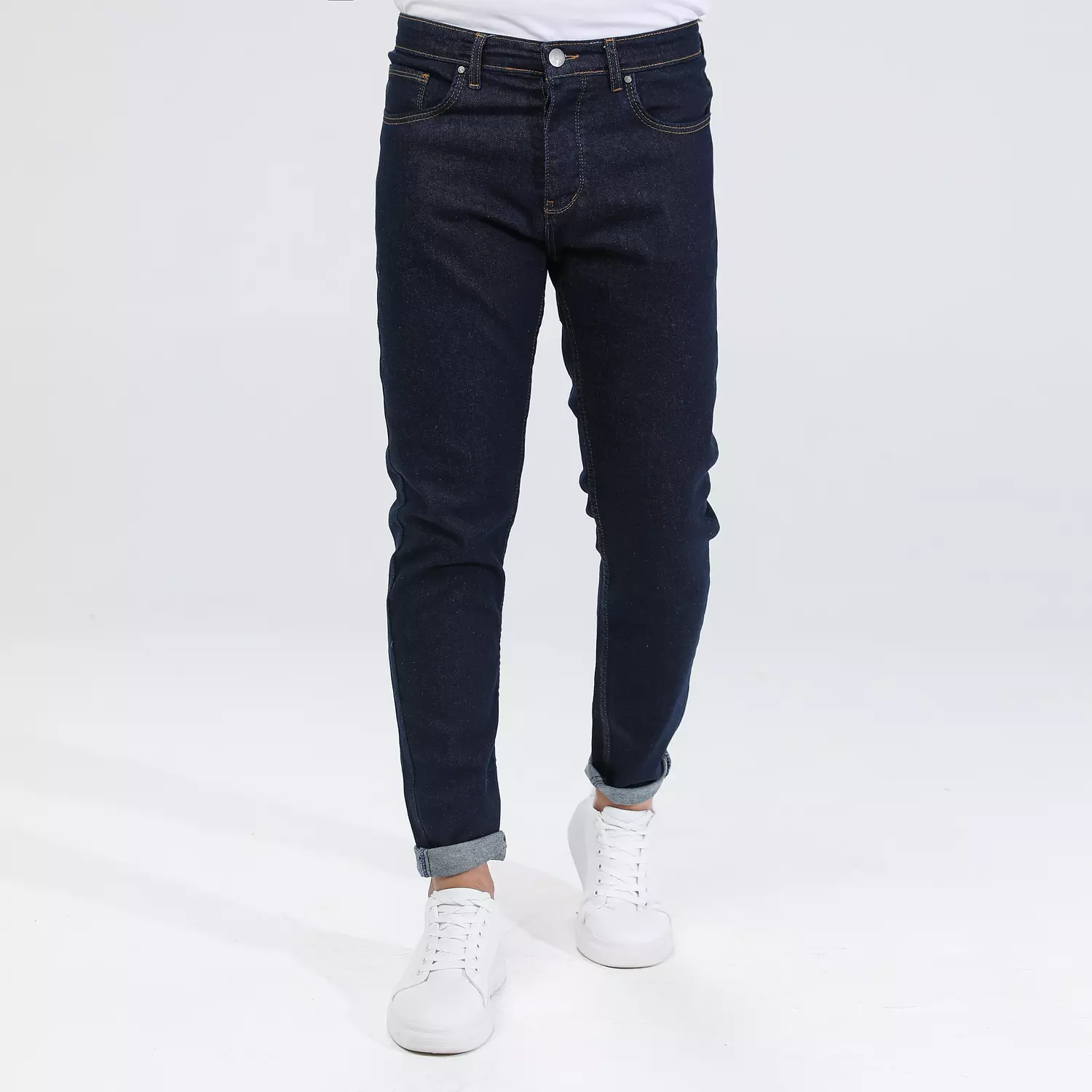    Plain Dark Blue Denim Jeans Slim Fit-2nd-img