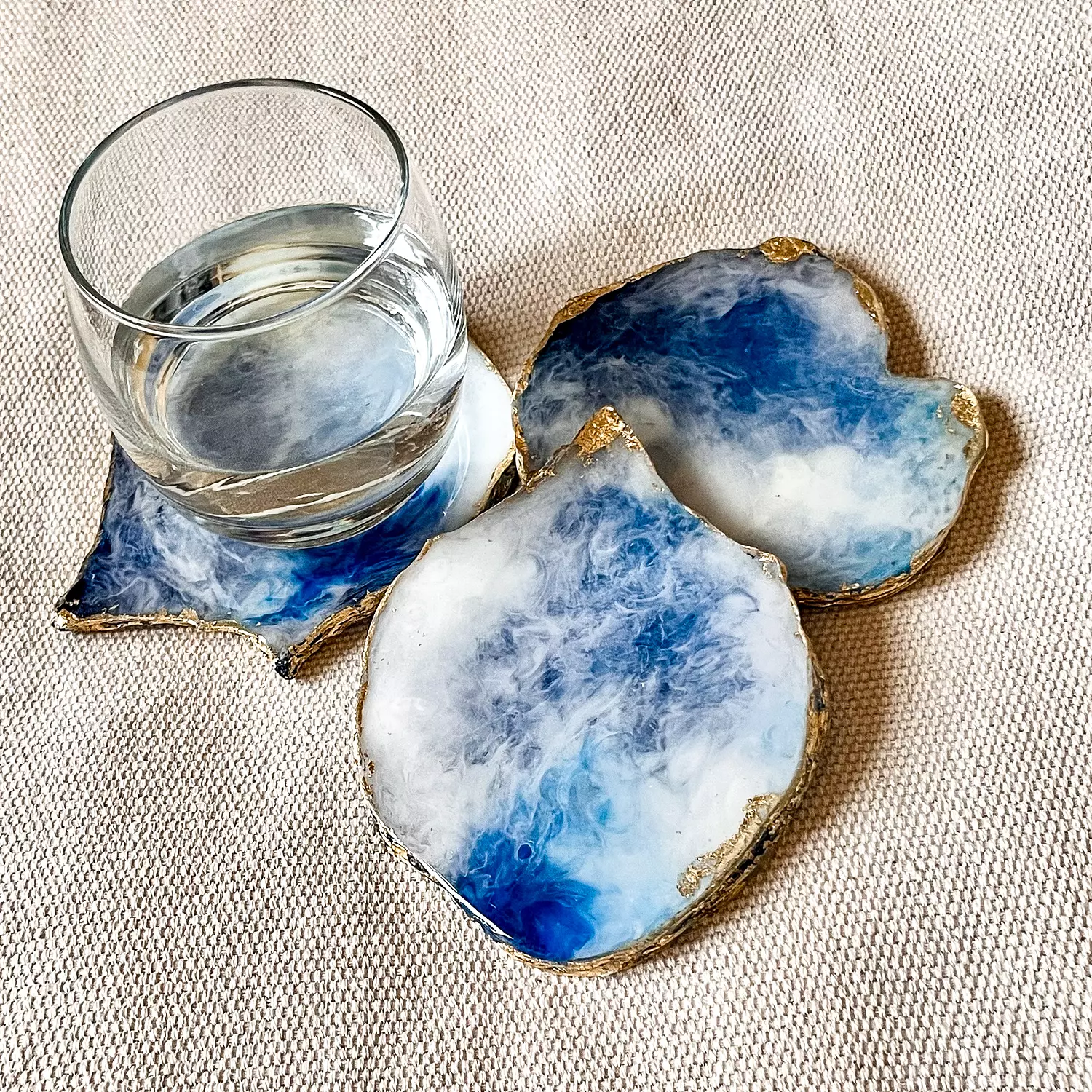 Blue & white agate coasters  2